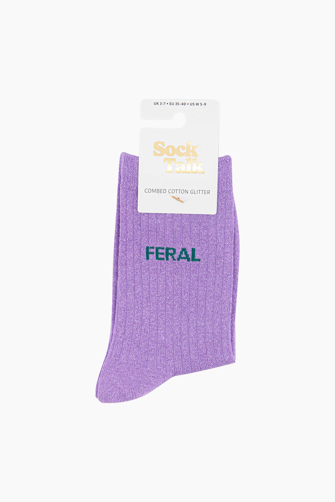 Feral Combed Cotton Glitter Socks in Lilac
