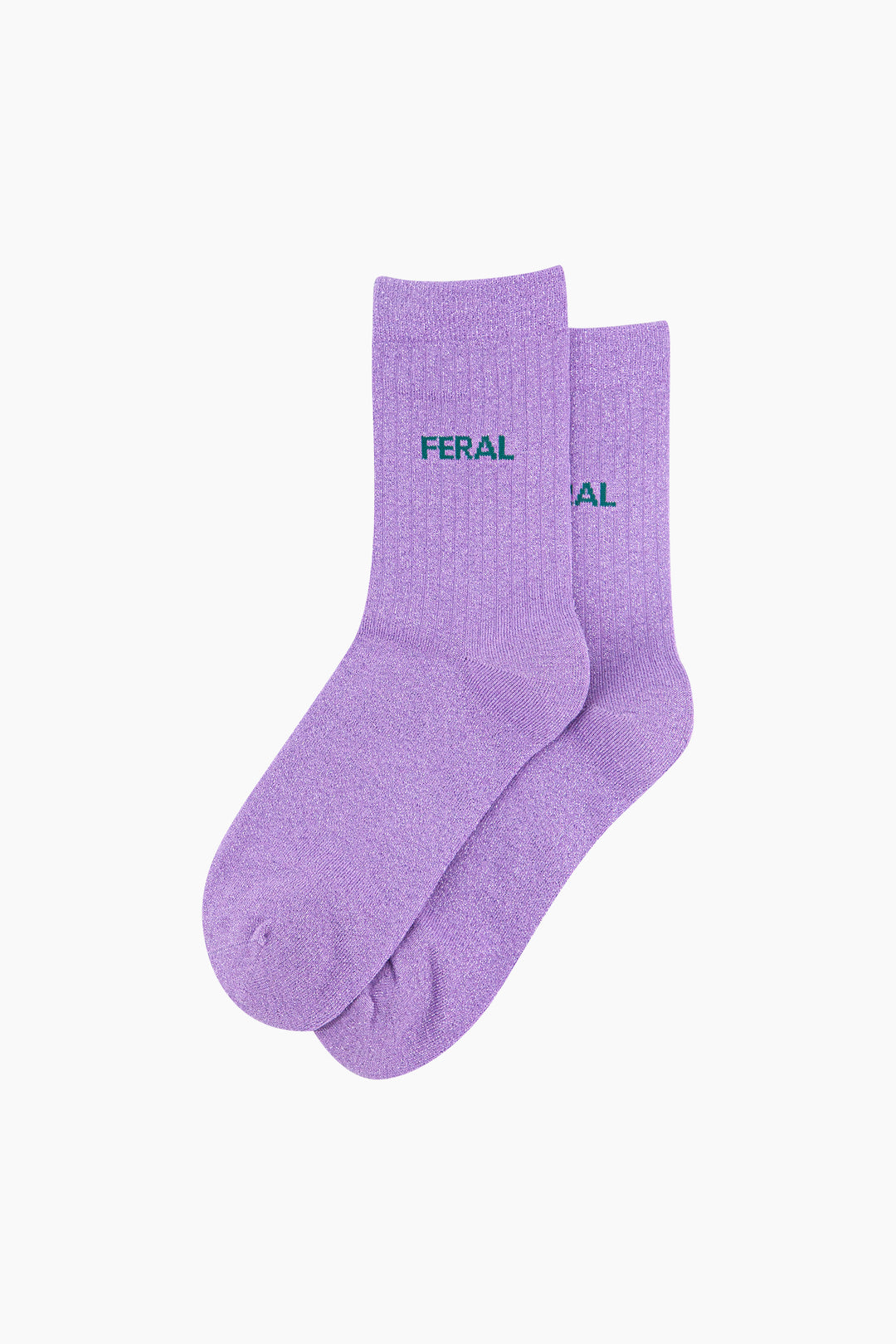 Feral Combed Cotton Glitter Socks in Lilac