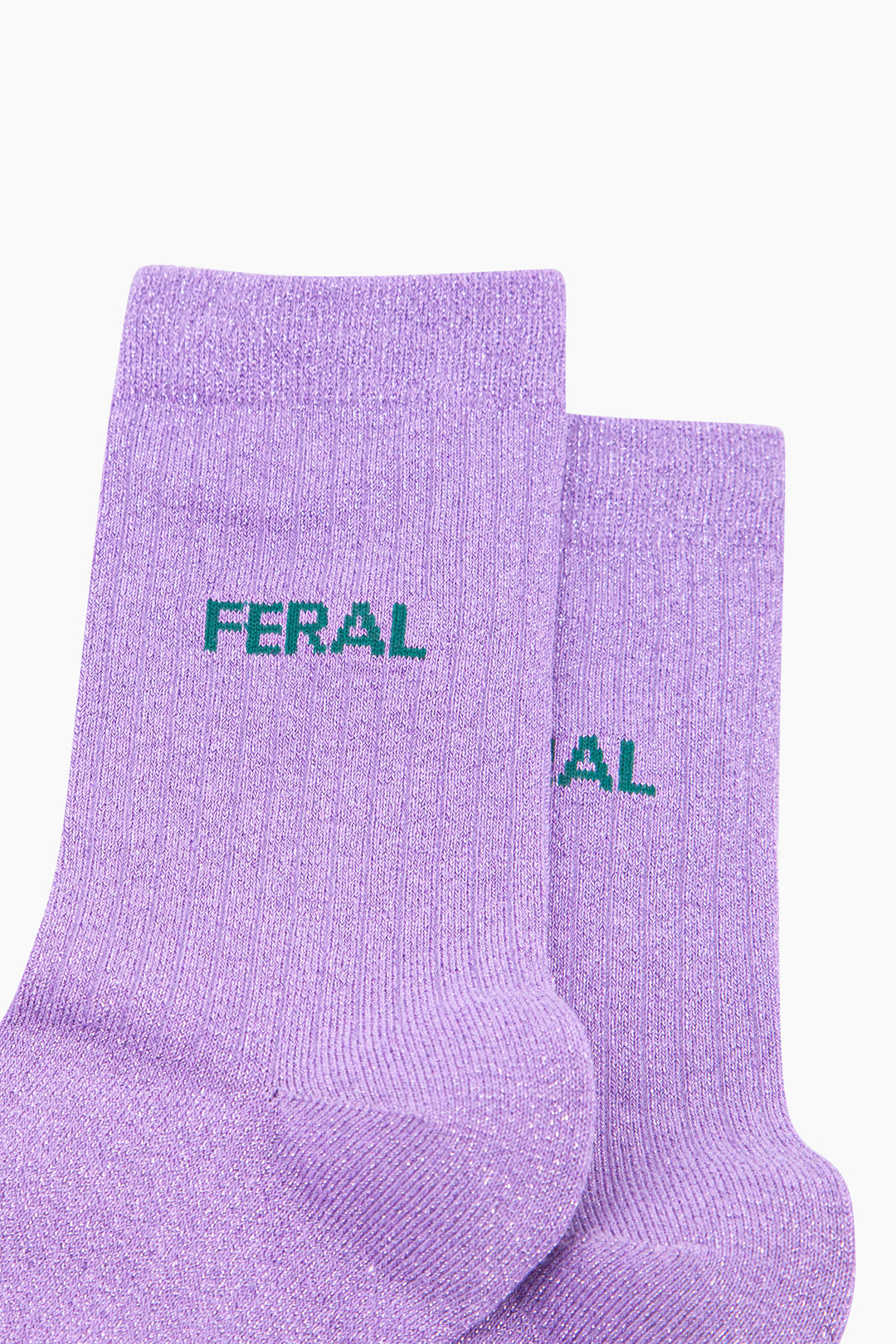Feral Combed Cotton Glitter Socks in Lilac