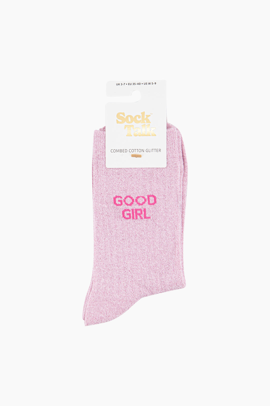 Good Girl Combed Cotton Glitter Socks in Light Pink