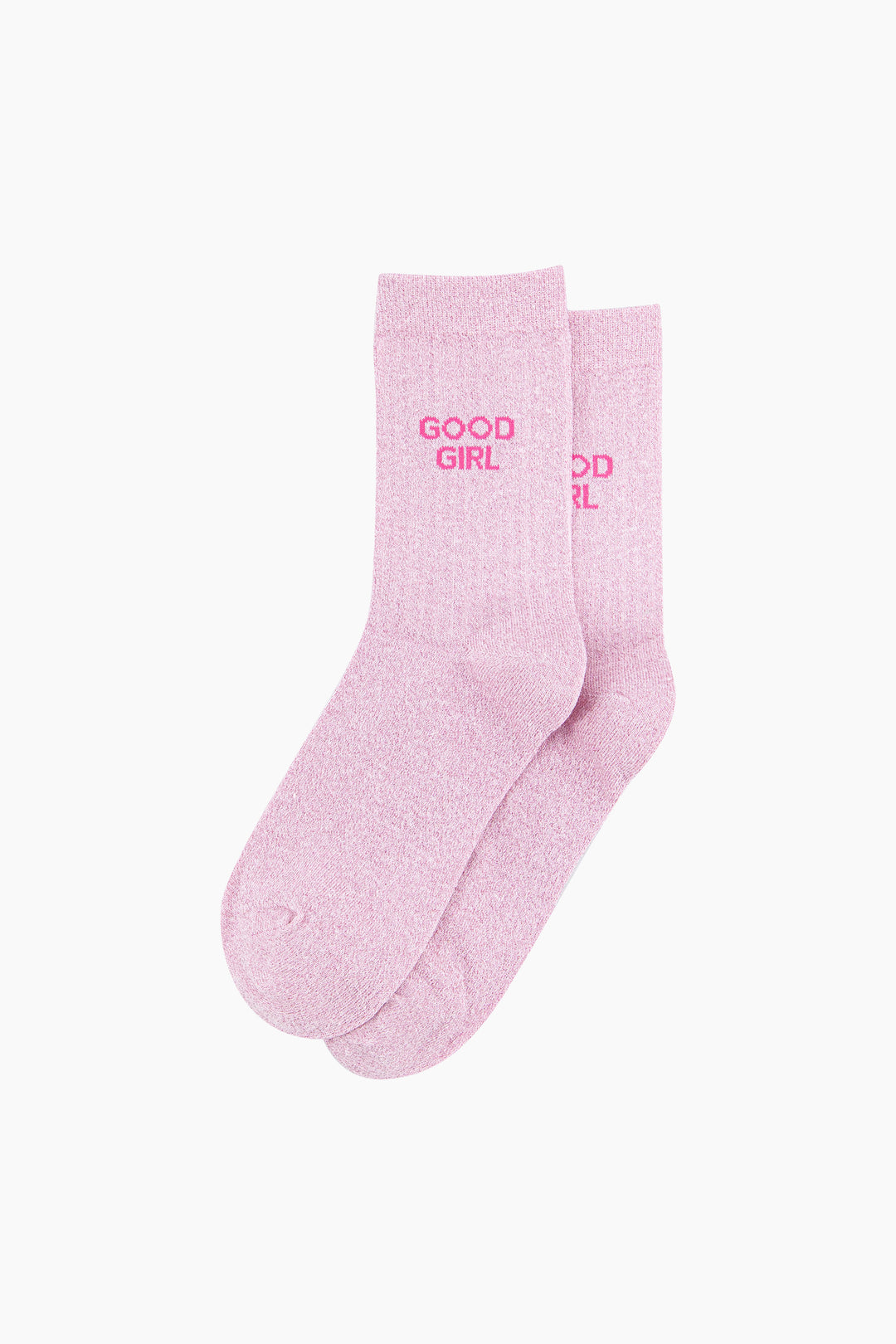 Good Girl Combed Cotton Glitter Socks in Light Pink