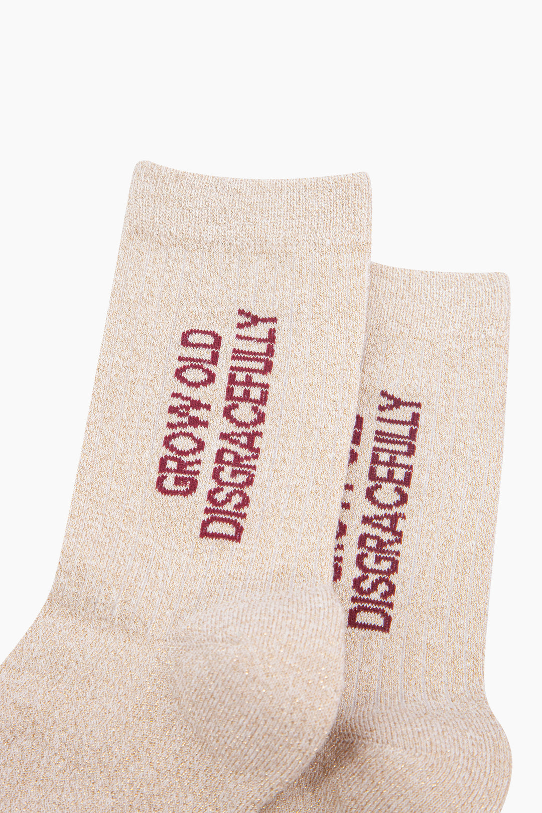 Grow-Old-Disgracefully-Combed-Cotton-Glitter-Socks-in-Cream-Close-Up