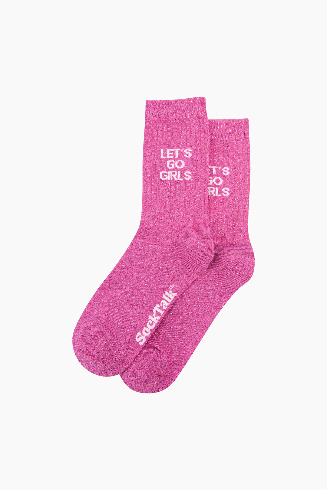 Let's-Go-Girls-Combed-Cotton-Glitter-Socks-in-Hot-Pink-Laid-Flat