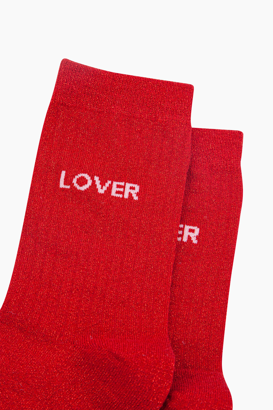 Lover Combed Cotton Glitter Socks in Red