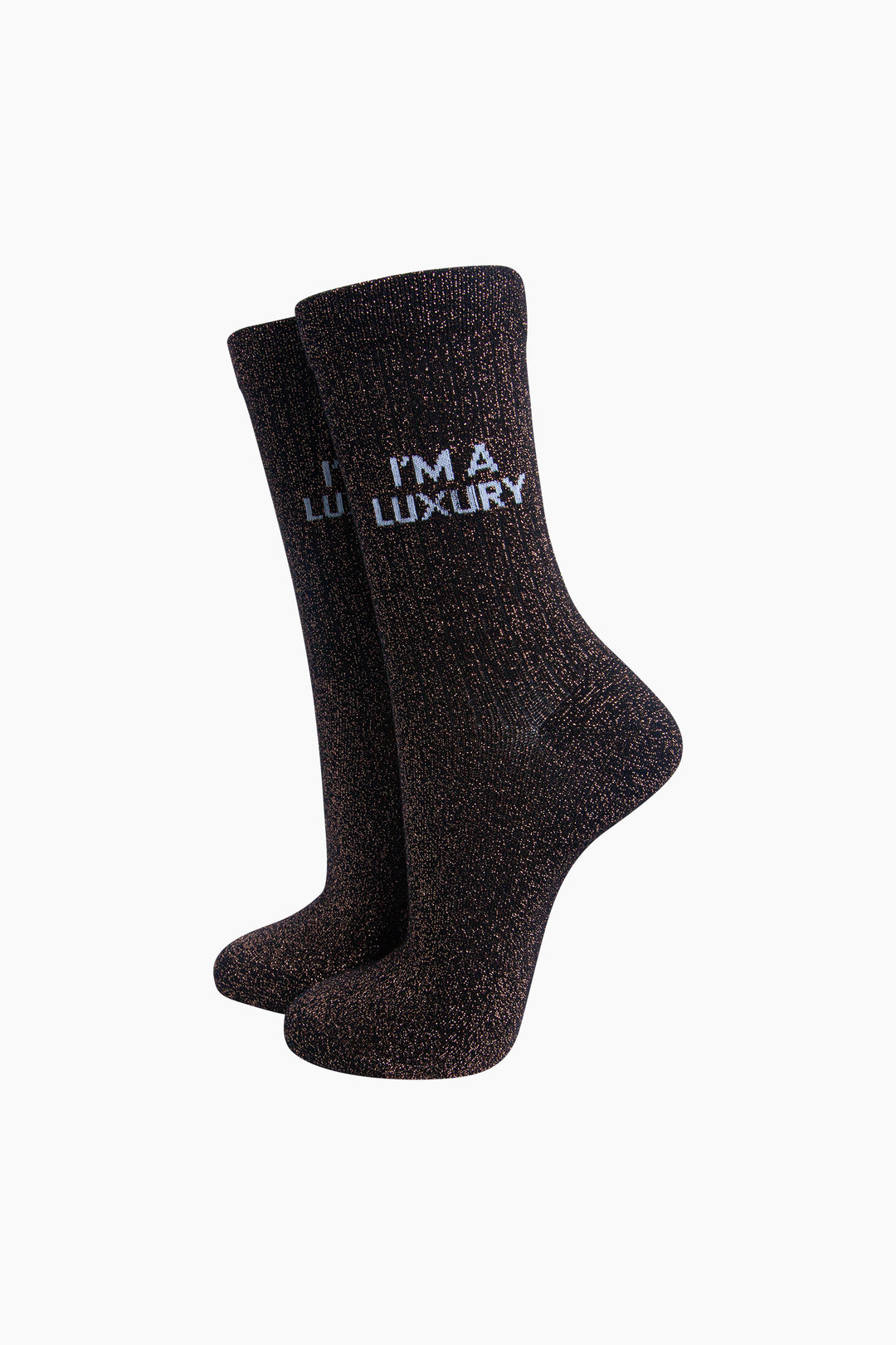 Im a Luxury Combed Cotton Glitter Socks in Brown
