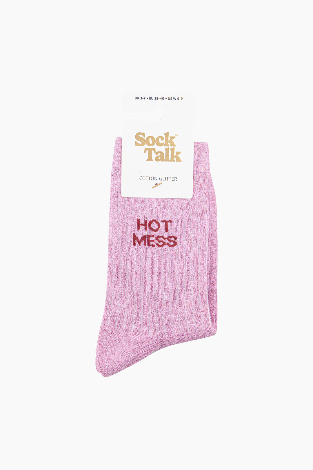 Hot-Mess-Combed-Cotton-Glitter-Socks-in-Light-Pink-In-Packaging