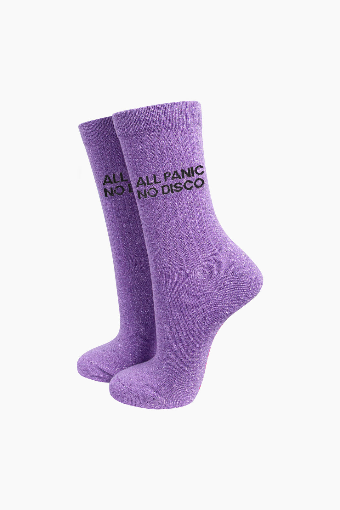 All-Panic-No-Disco-Combed-Cotton-Glitter-Socks-in-Lilac-On-Mannequin