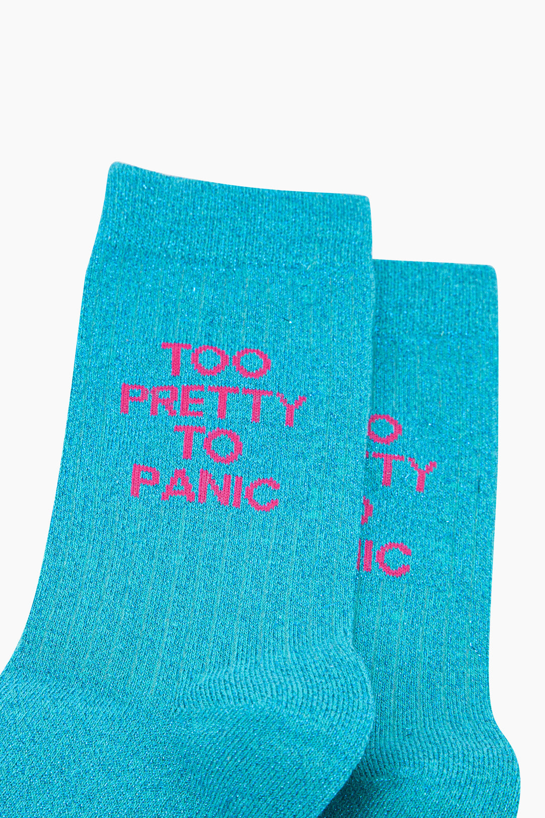 Too Pretty Combed Cotton Glitter Socks in Turquoise