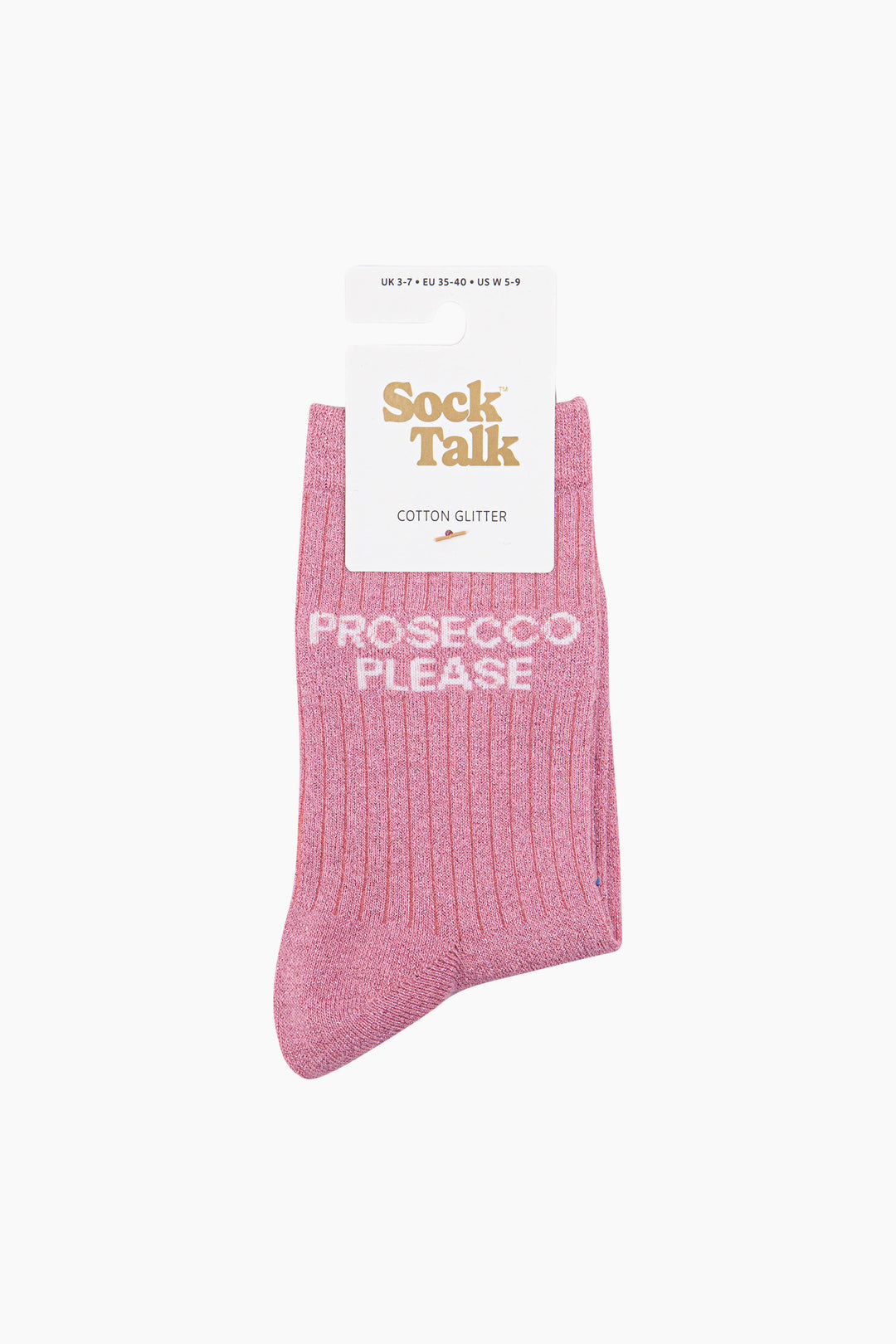 Prosecco-Please-Combed-Cotton-Glitter-Socks-in-Light-Pink-In-Packaging
