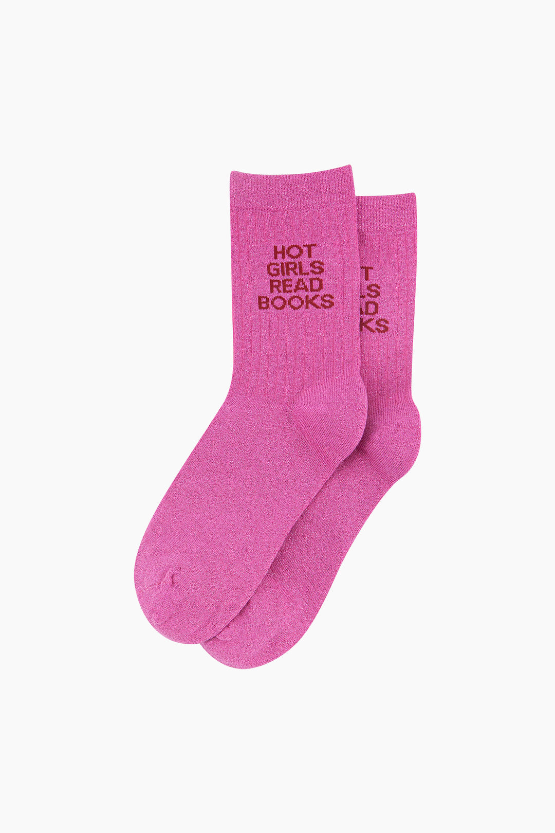 Read Books Combed Cotton Glitter Socks in Hot Pink