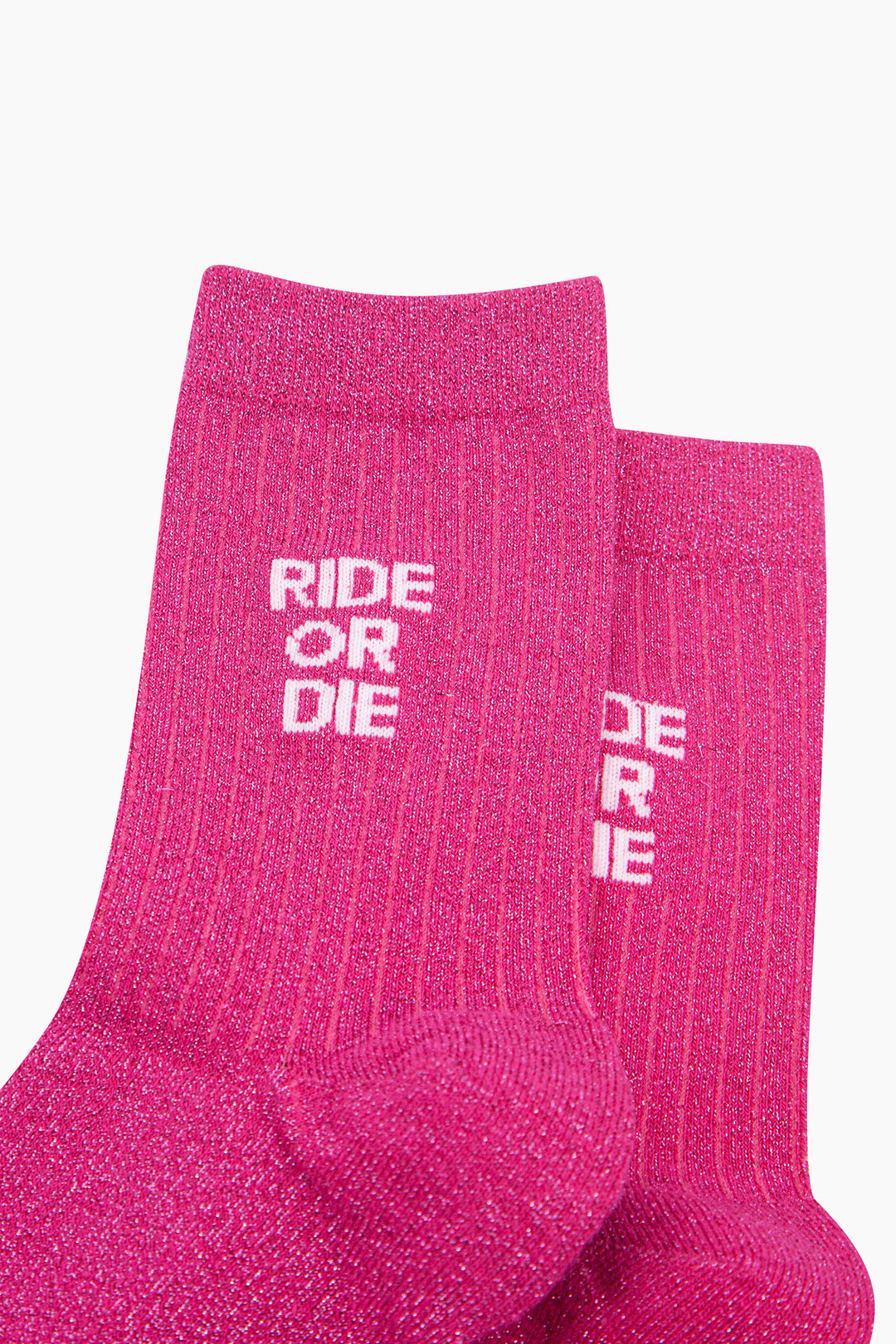 Ride-or-Die-Combed-Cotton-Glitter-Socks-in-Hot-Pink-Close-Up
