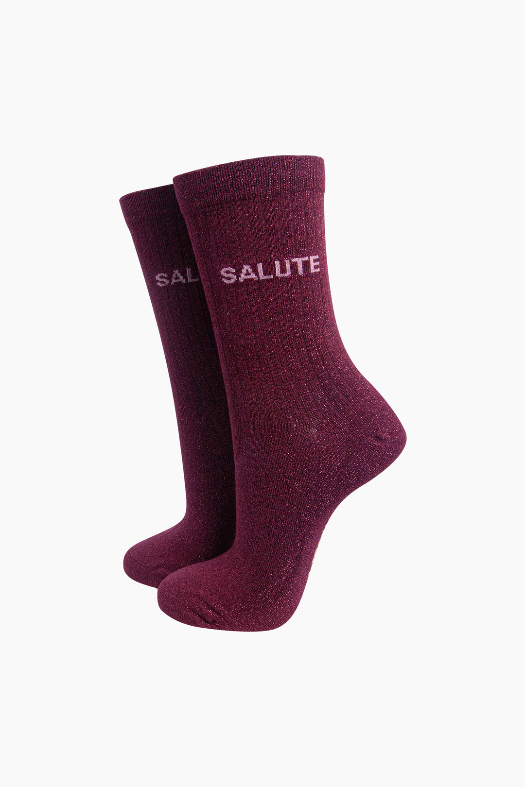 Salute Combed Cotton Glitter Socks in Wine
