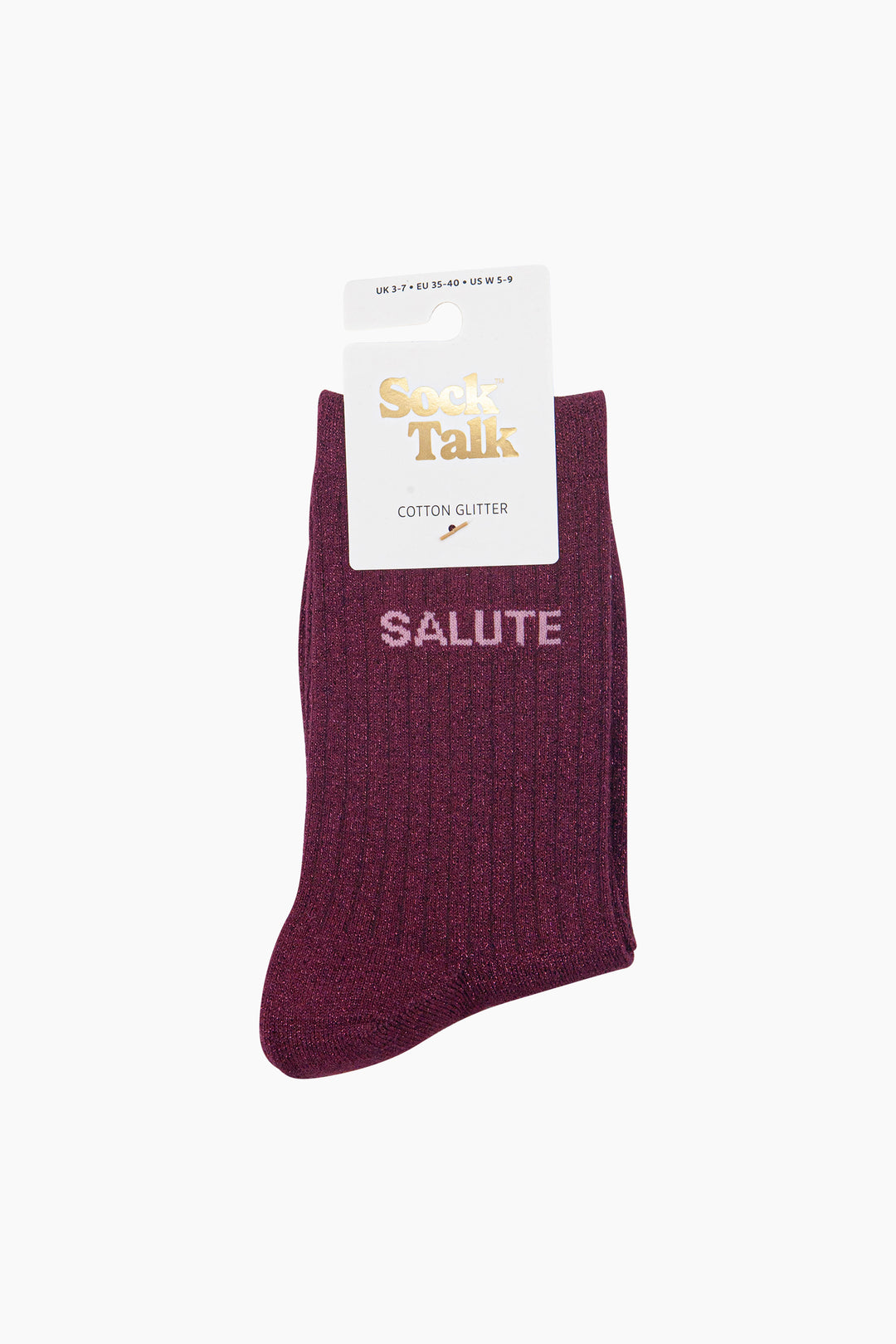 Salute-Combed-Cotton-Glitter-Socks-in-Wine-In-Packaging