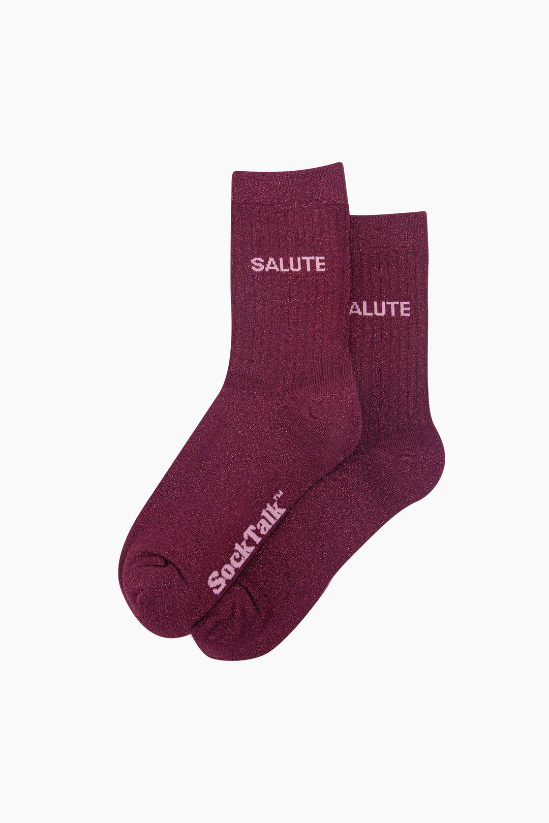 Salute-Combed-Cotton-Glitter-Socks-in-Wine-Laid-Flat