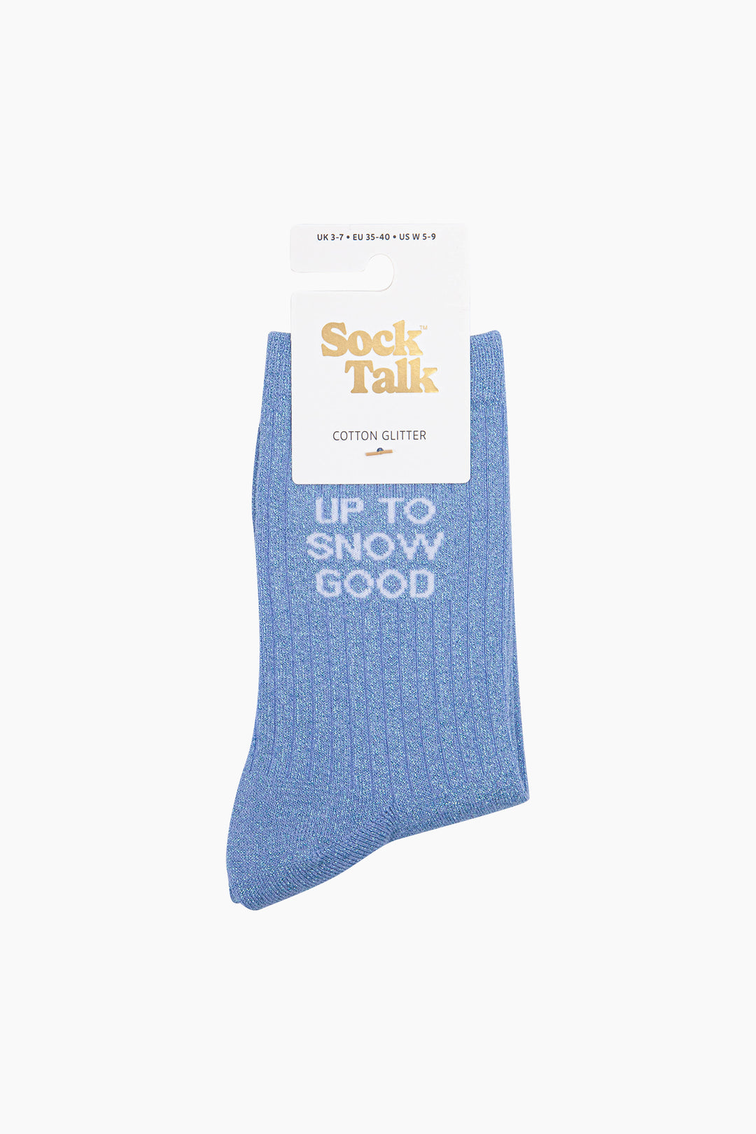 Up-to-Snow-Good-Combed-Cotton-Glitter-Socks-in-Light-Blue-In-Packaging
