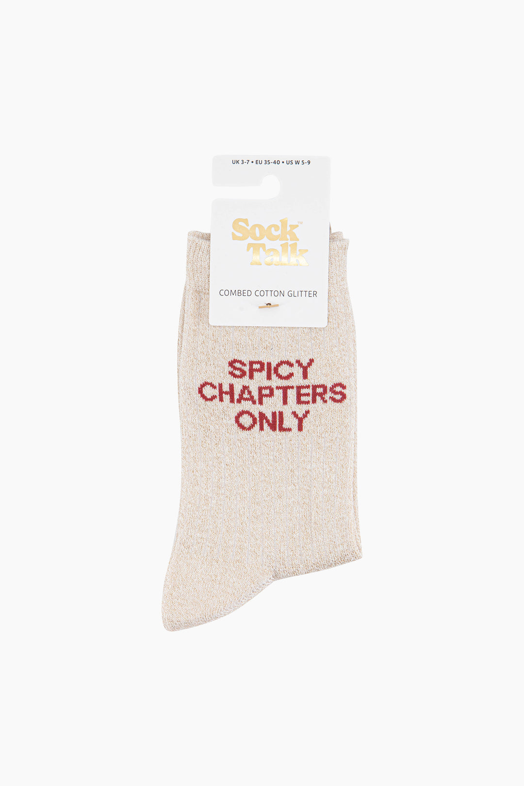 Spicy Chapters Combed Cotton Glitter Socks in Cream