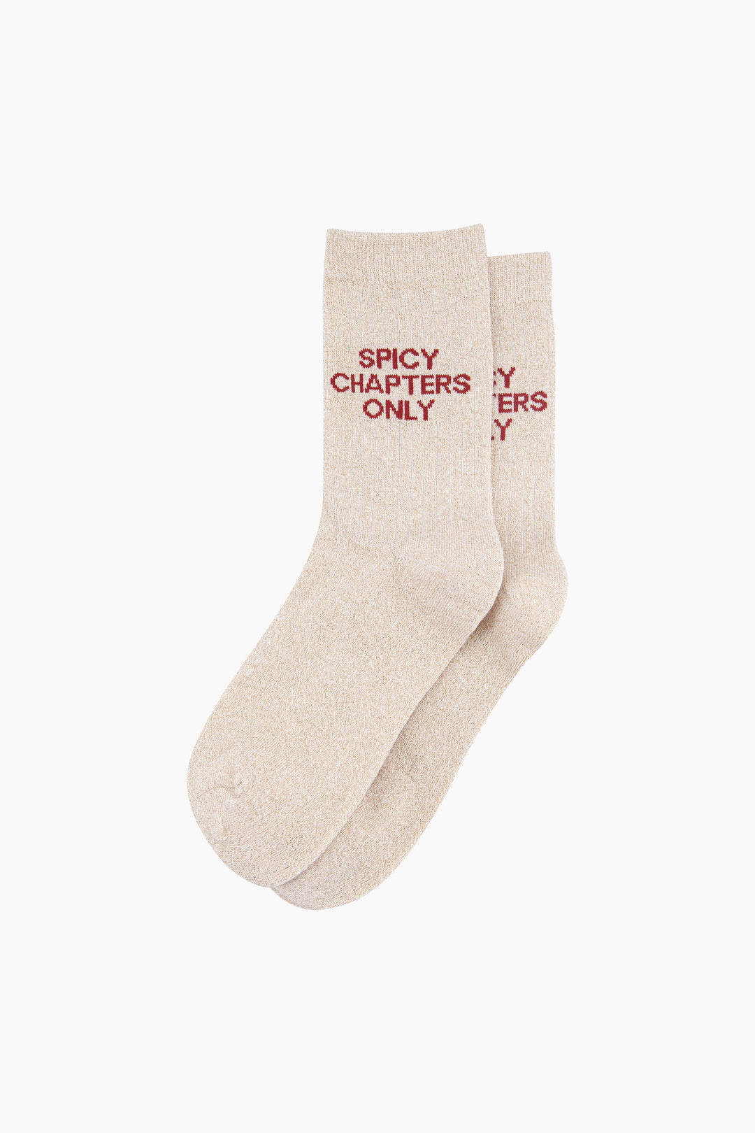 Spicy Chapters Combed Cotton Glitter Socks in Cream