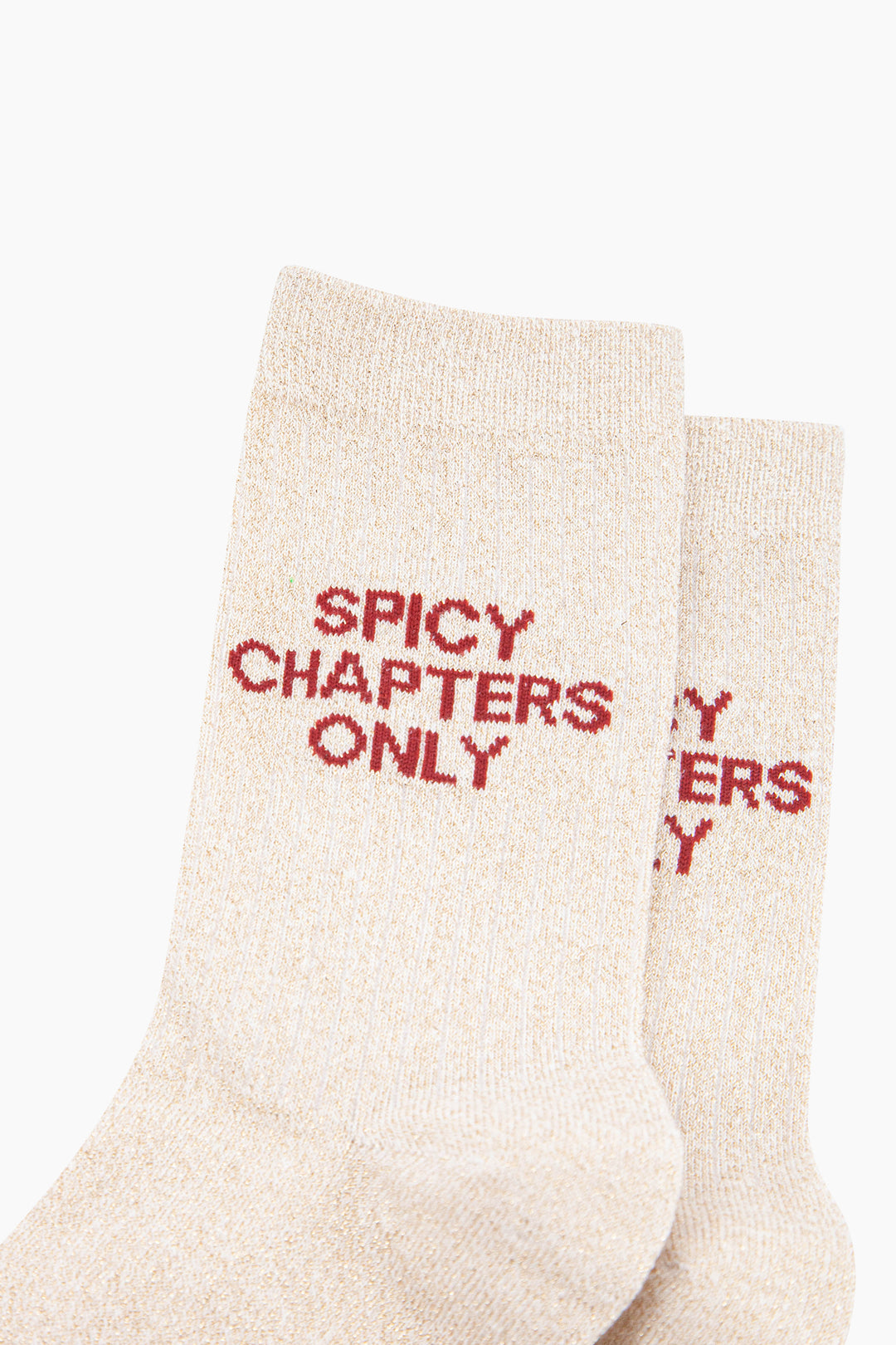 Spicy Chapters Combed Cotton Glitter Socks in Cream