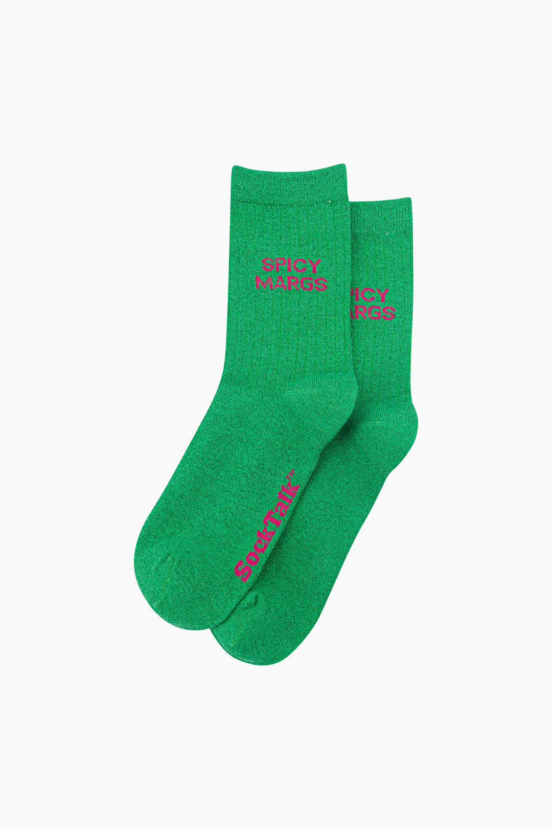Spicy-Margs-Combed-Cotton-Glitter-Socks-in-Green-Laid-Flat