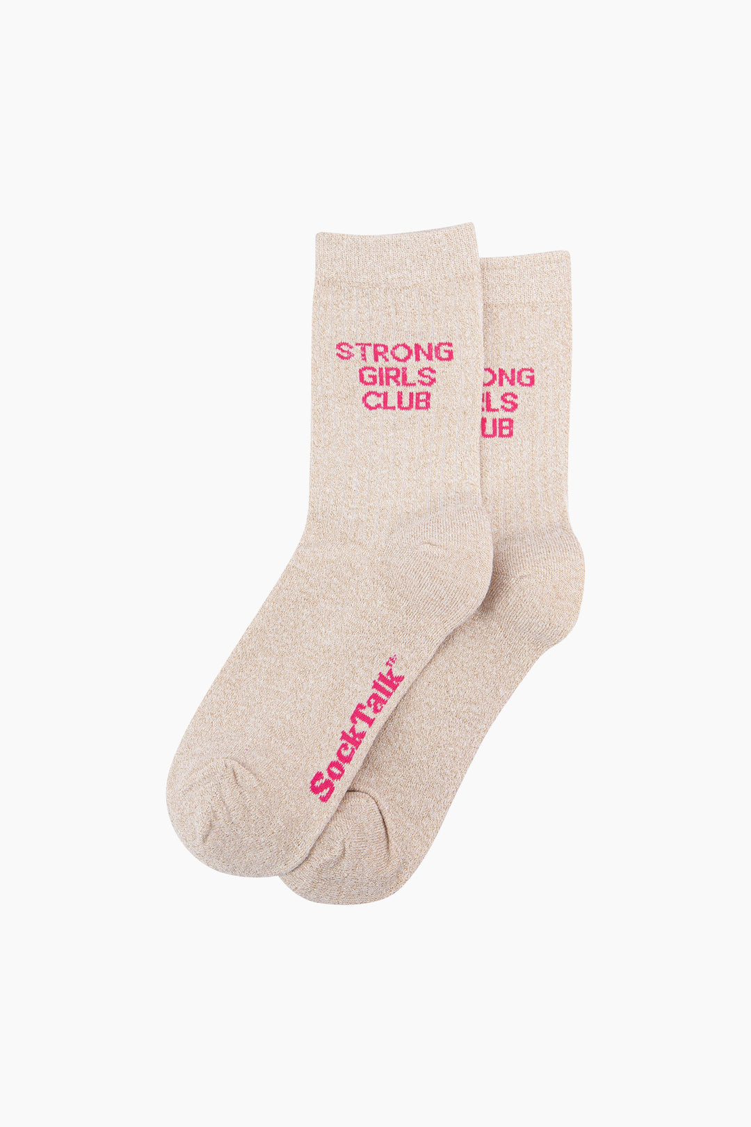 Strong-Girls-Club-Combed-Cotton-Glitter-Socks-in-Cream-Laid-Flat