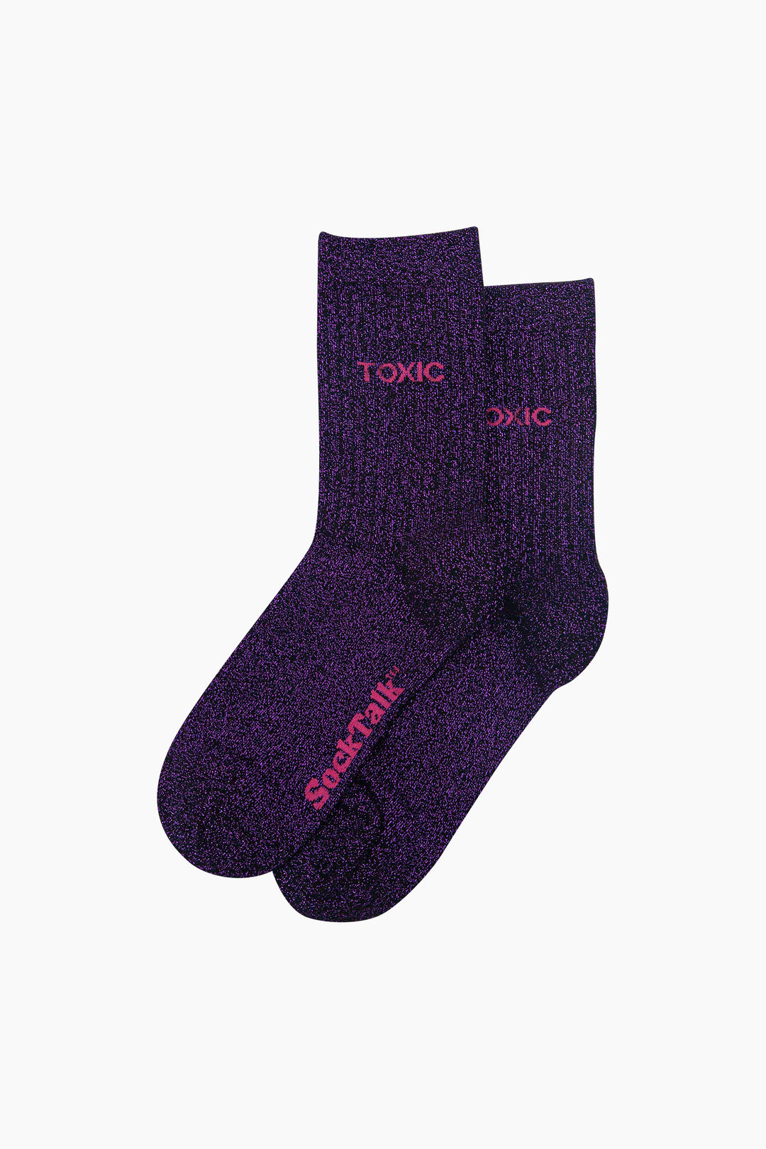 Toxic-Combed-Cotton-Glitter-Socks-in-Black-Purple-Laid-Flat