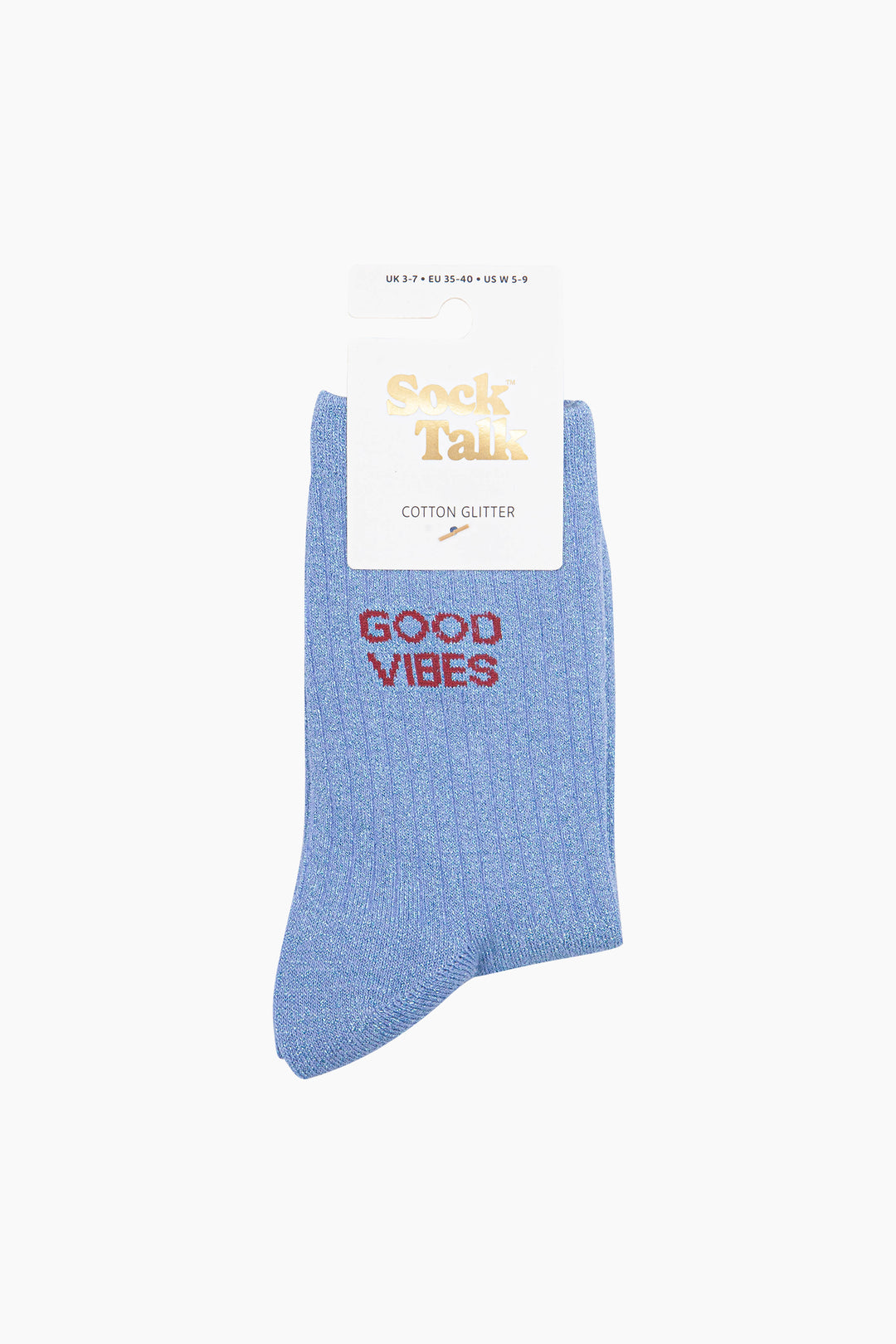 Good-Vibes-Combed-Cotton-Glitter-Socks-in-Light-Blue-In-Packaging
