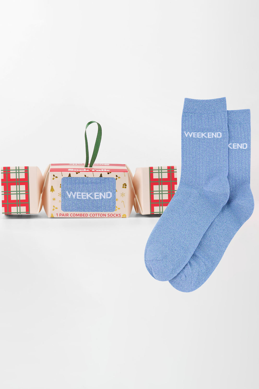 Weekend-Combed-Cotton-Glitter-Crew-Socks-Christmas-Cracker-Gift-Box-in-Light-Blue