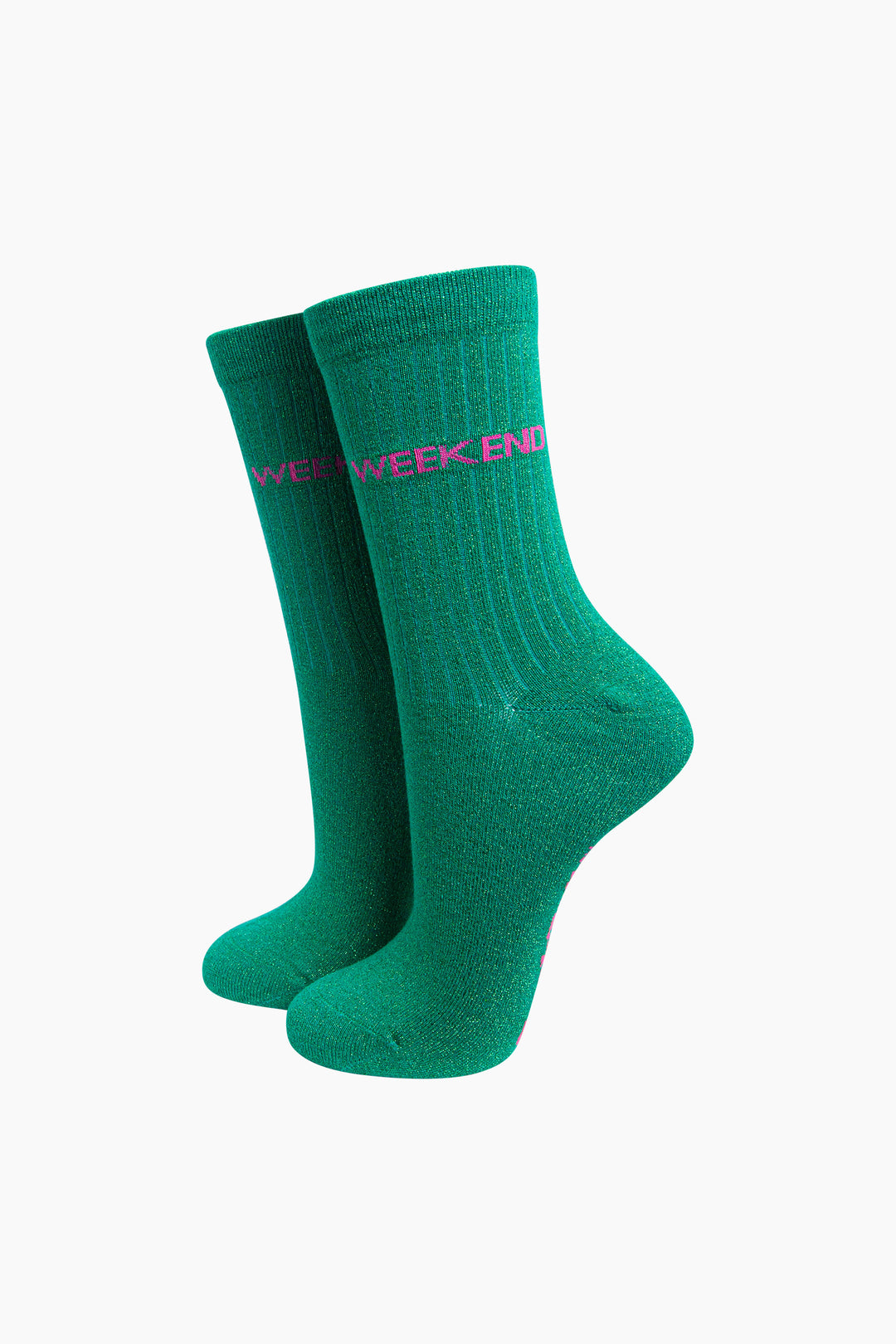 Weekend-Combed-Cotton-Glitter-Socks-in-Green-On-Mannequin