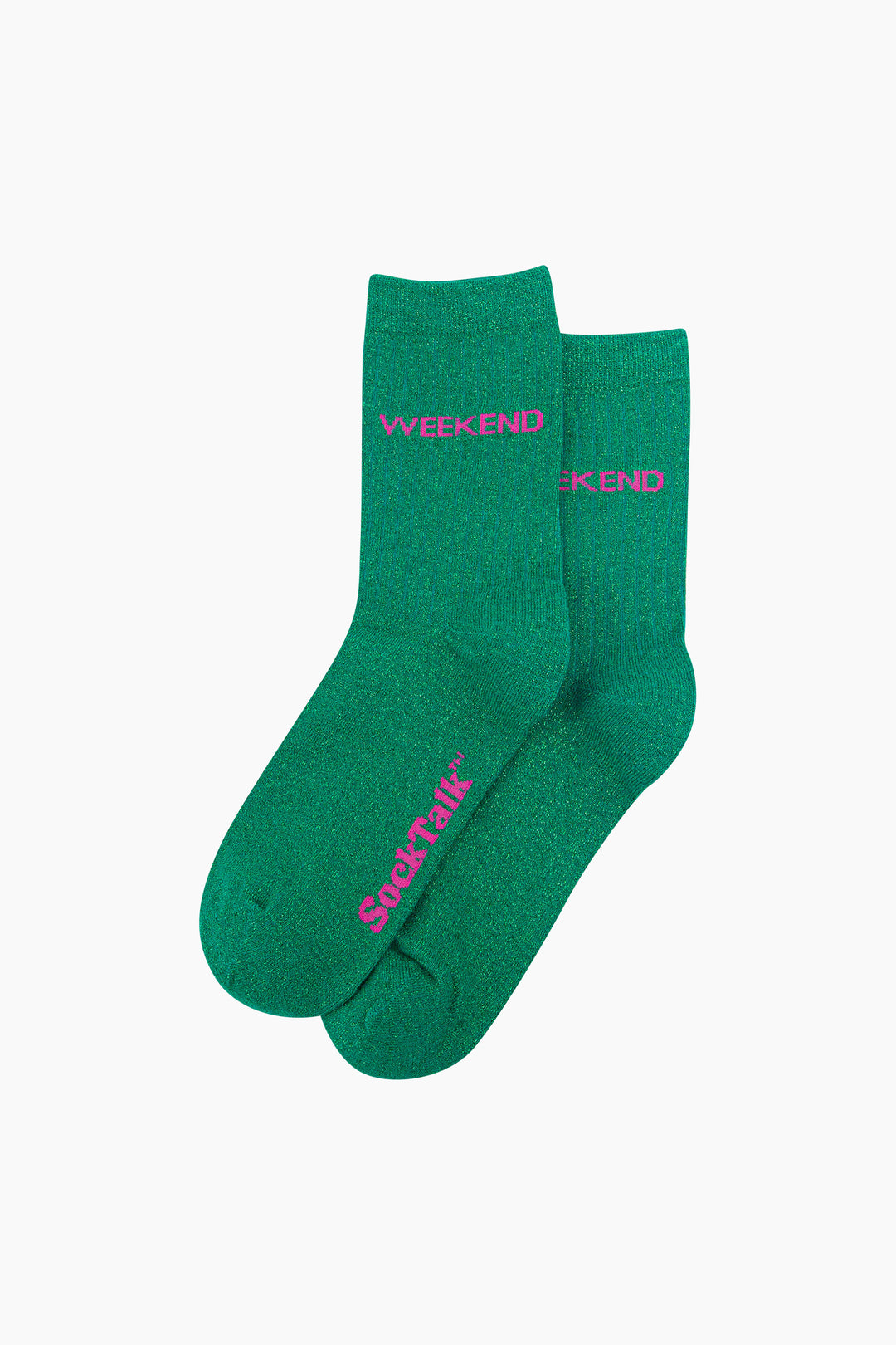 Weekend-Combed-Cotton-Glitter-Socks-in-Green-Laid-Flat