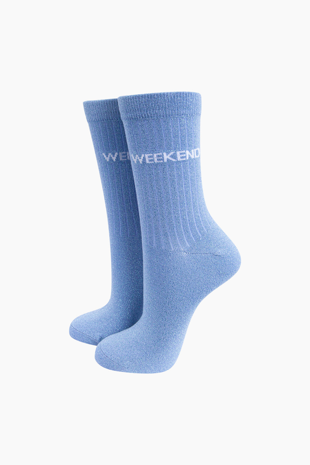 Weekend Combed Cotton Glitter Socks in Light Blue