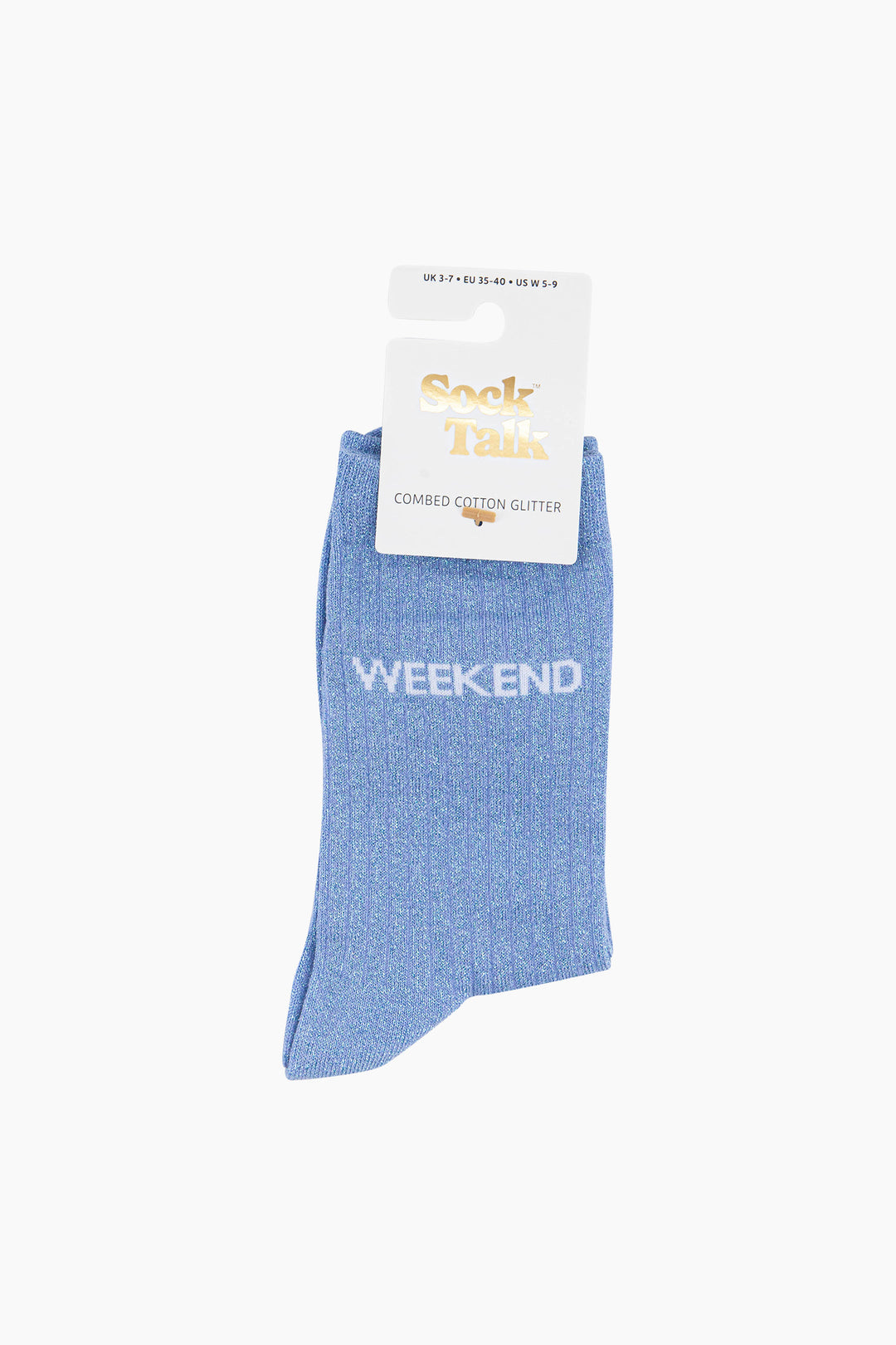 Weekend Combed Cotton Glitter Socks in Light Blue