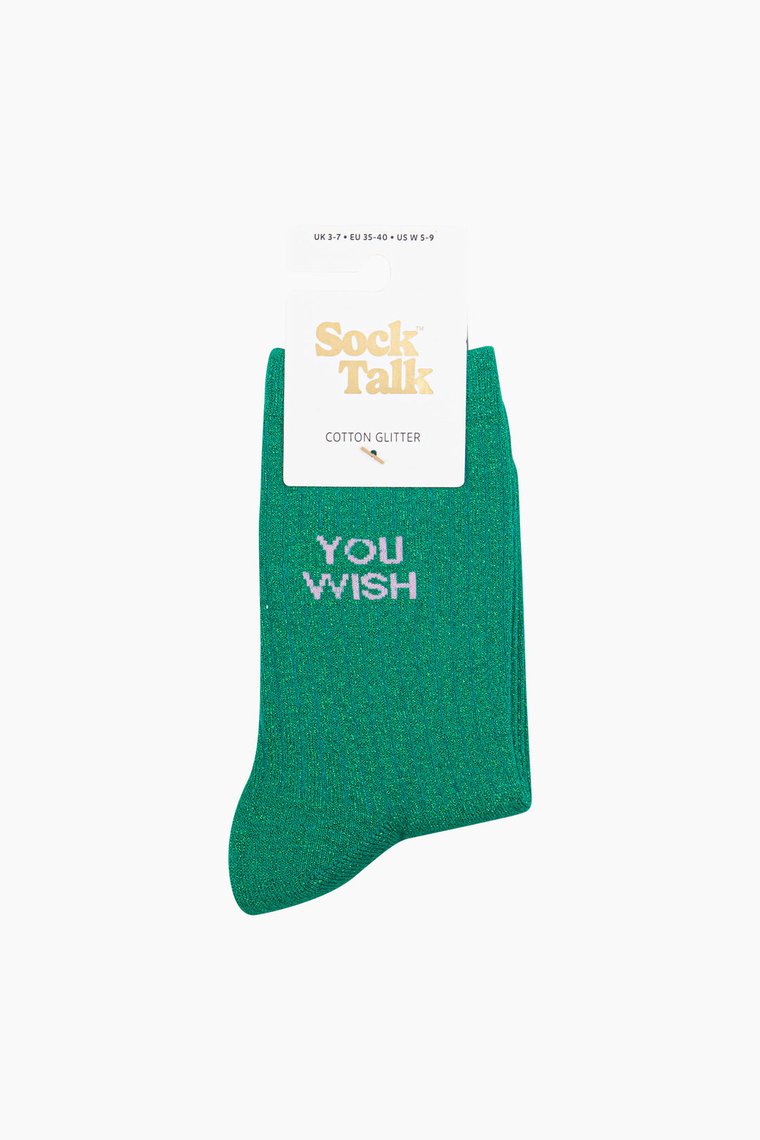 You-Wish-Combed-Cotton-Glitter-Socks-in-Green-In-Packaging