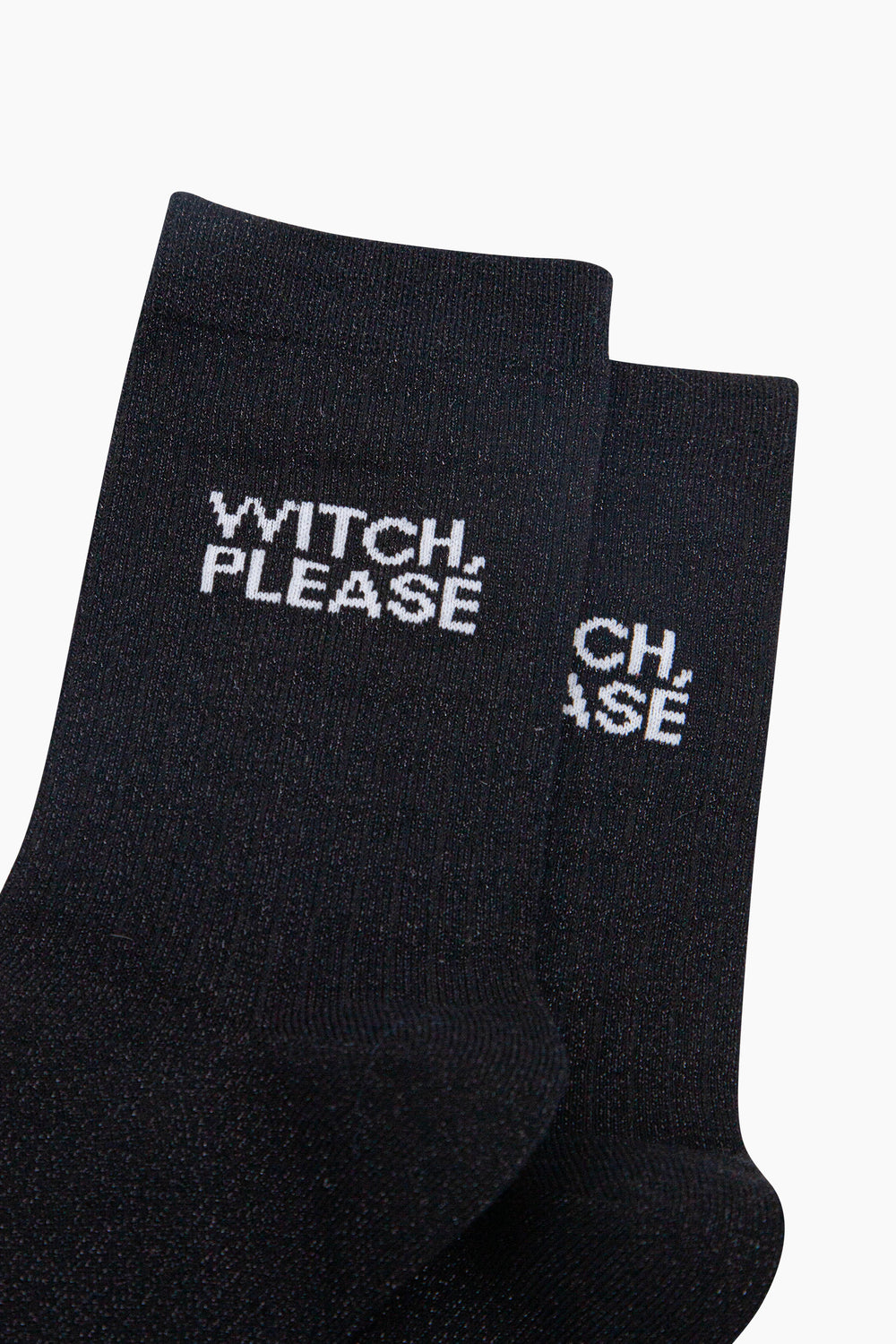 Witch-Please-Glitter-Combed-Cotton-Word-Crew-Socks-for-Women-Black-close-up