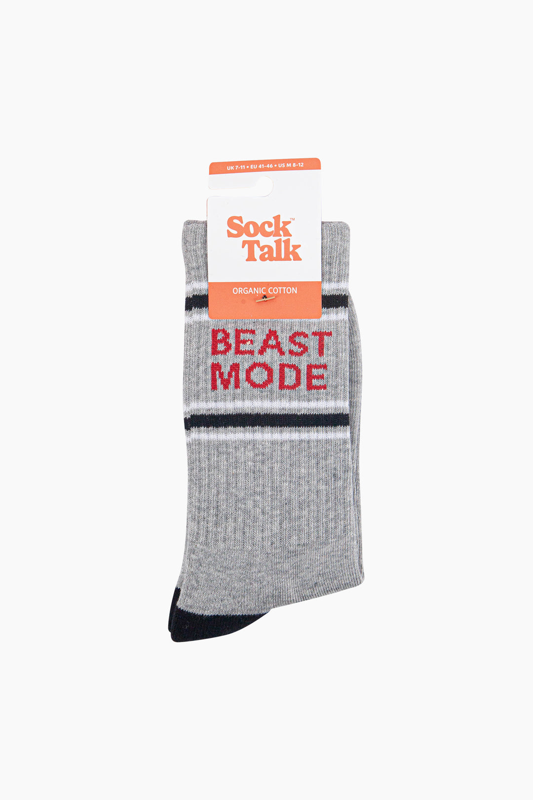 Beast-Mode-Organic-Cotton-Sports-Socks-in-Grey-Marl/Black-In-Packaging