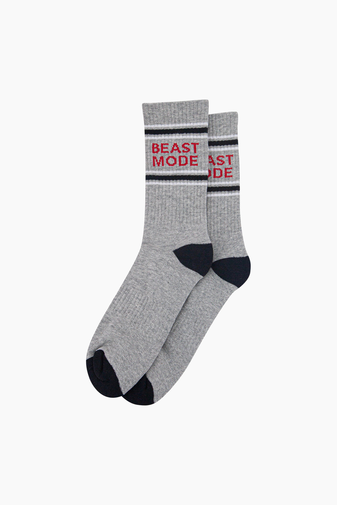 Beast-Mode-Organic-Cotton-Sports-Socks-in-Grey-Marl/Black-Laid-Flat