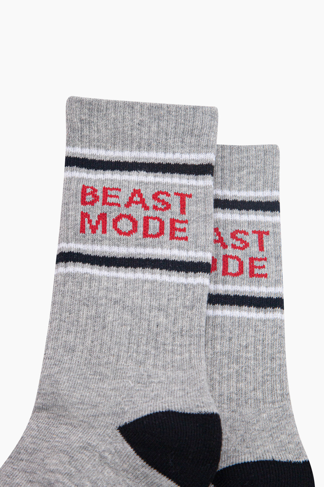 Beast-Mode-Organic-Cotton-Sports-Socks-in-Grey-Marl/Black-Close-Up