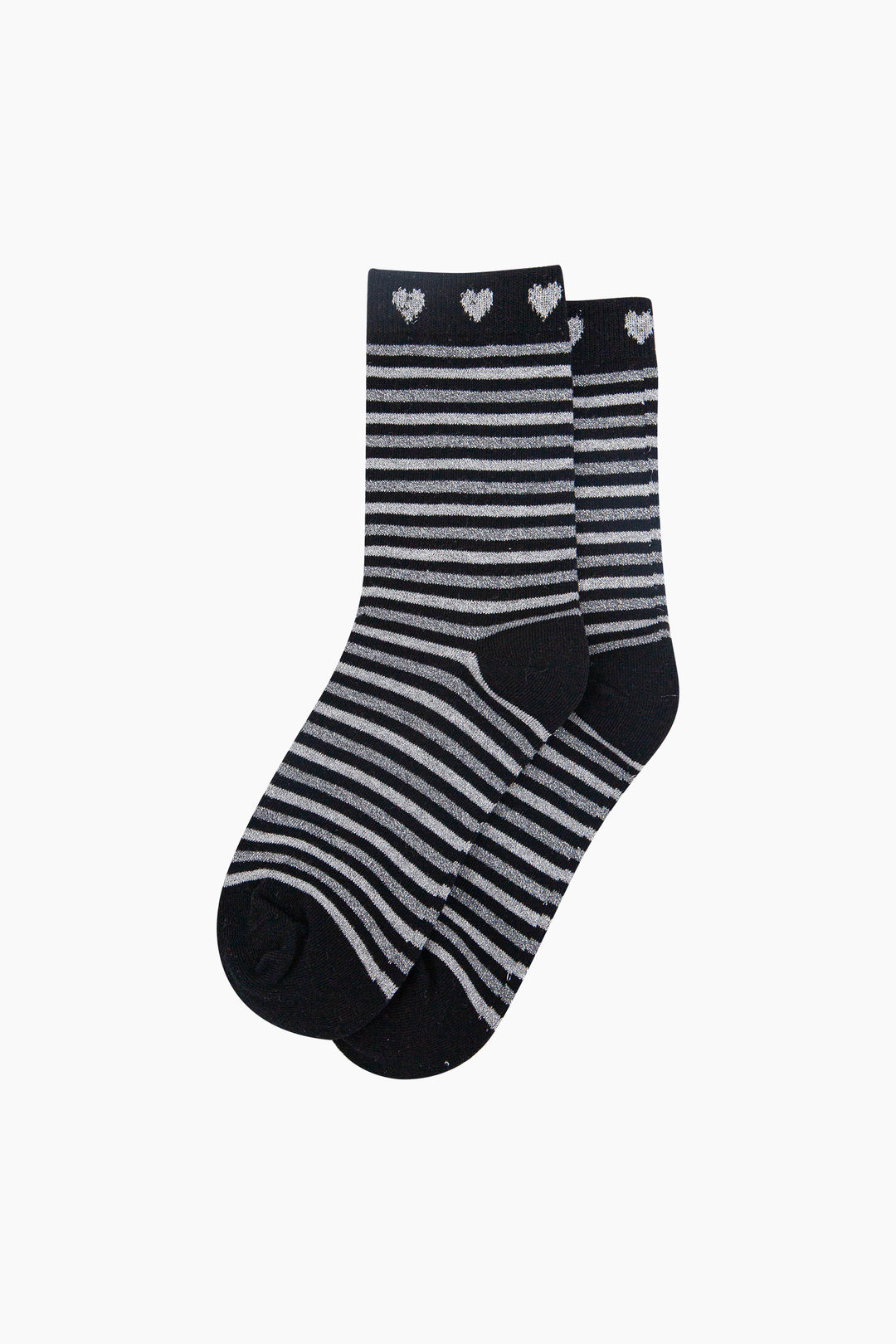 Stripes-Hearts-Combed-Cotton-Glitter-Socks-in-Black-Grey-Marl-Lying-Flat