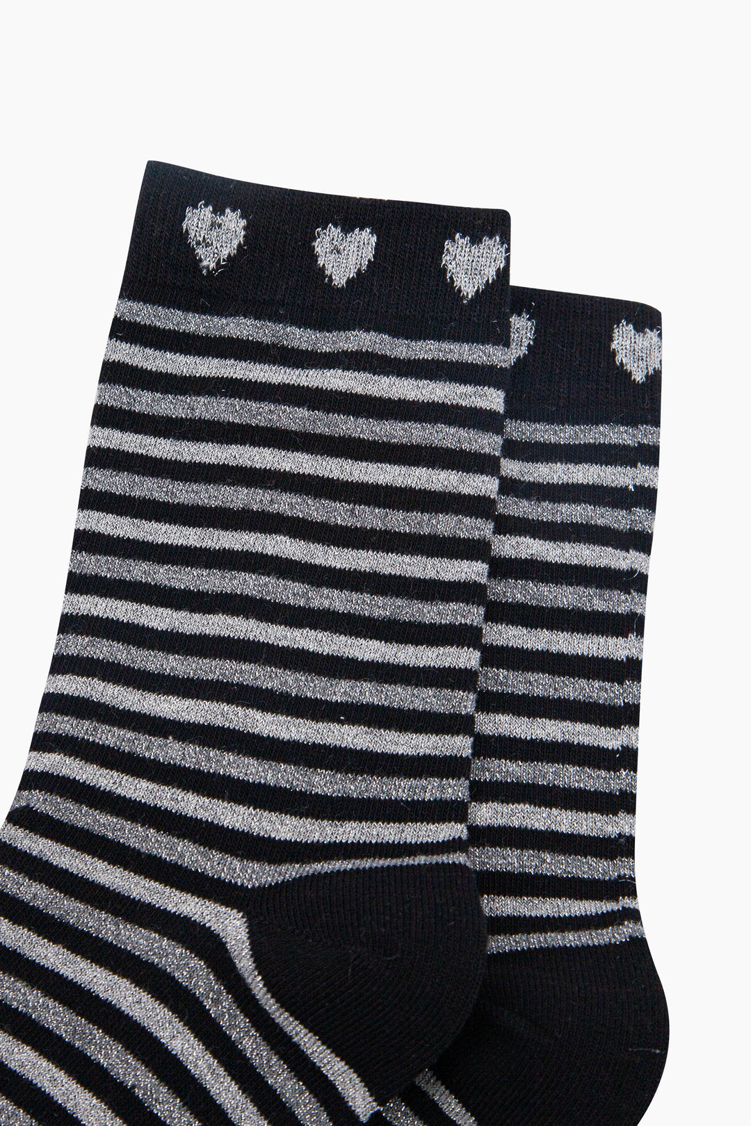 Stripes-Hearts-Combed-Cotton-Glitter-Socks-in-Black-Grey-Marl-Closeup
