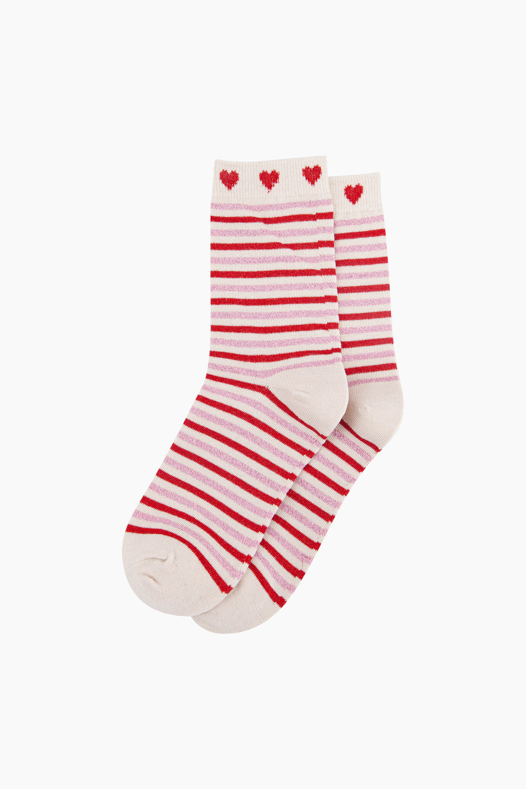 Stripes-Hearts-Combed-Cotton-Glitter-Socks-in-Cream-Red-flat-lay