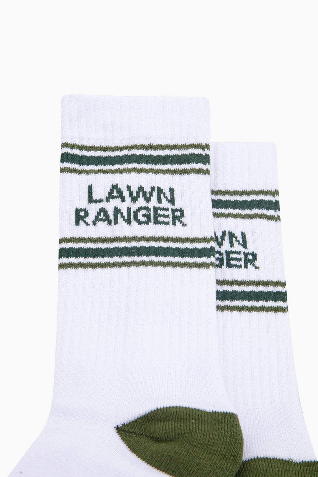 Lawn Ranger Organic Cotton Sports Socks in White/Khaki Green
