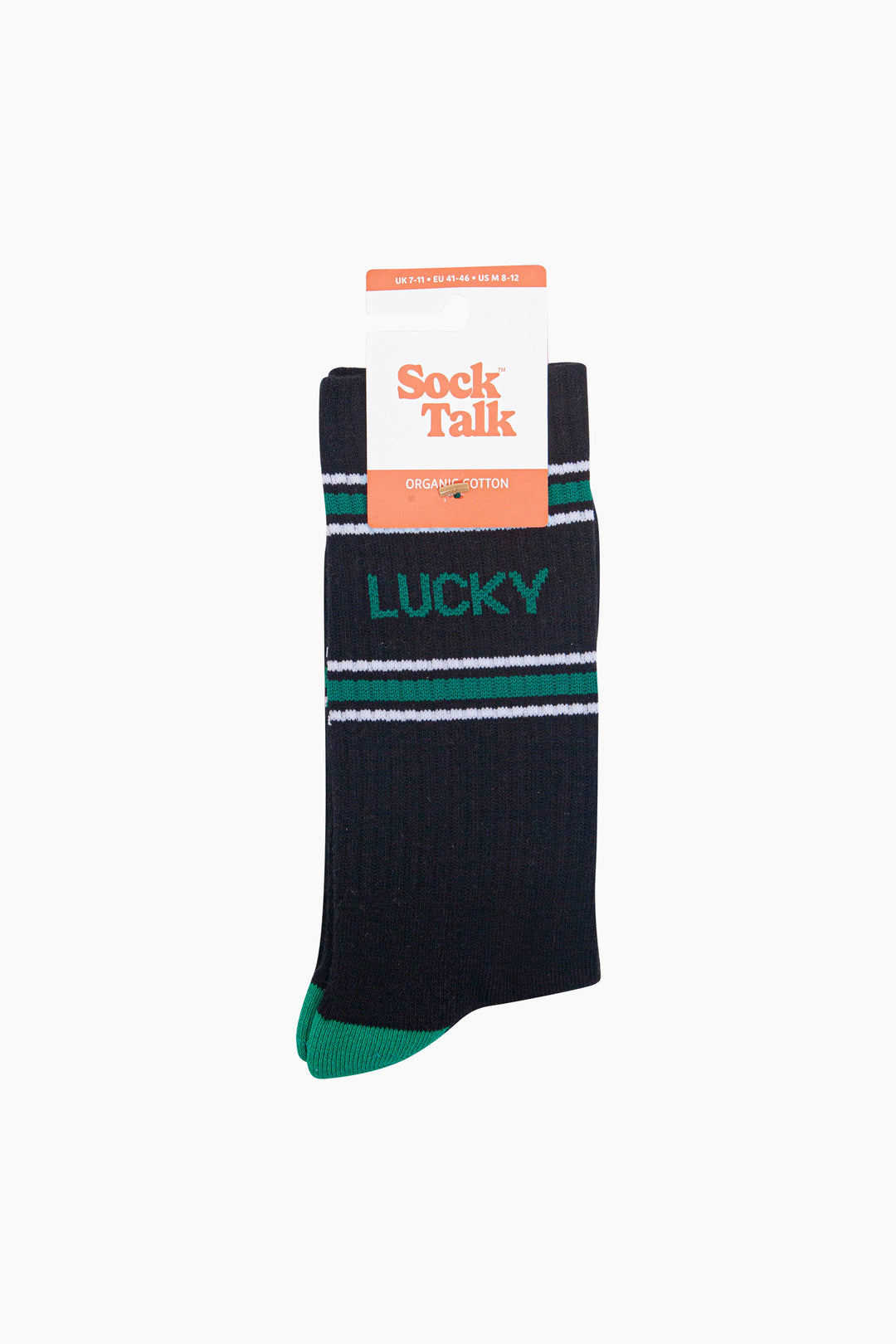 Lucky-Organic-Cotton-Sports-Socks-in-Black/Green-In-Packaging