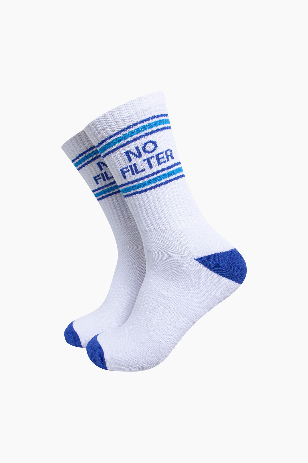 No-Filter-Organic-Cotton-Sports-Socks-in-White/Royal-Blue-On-Mannequin