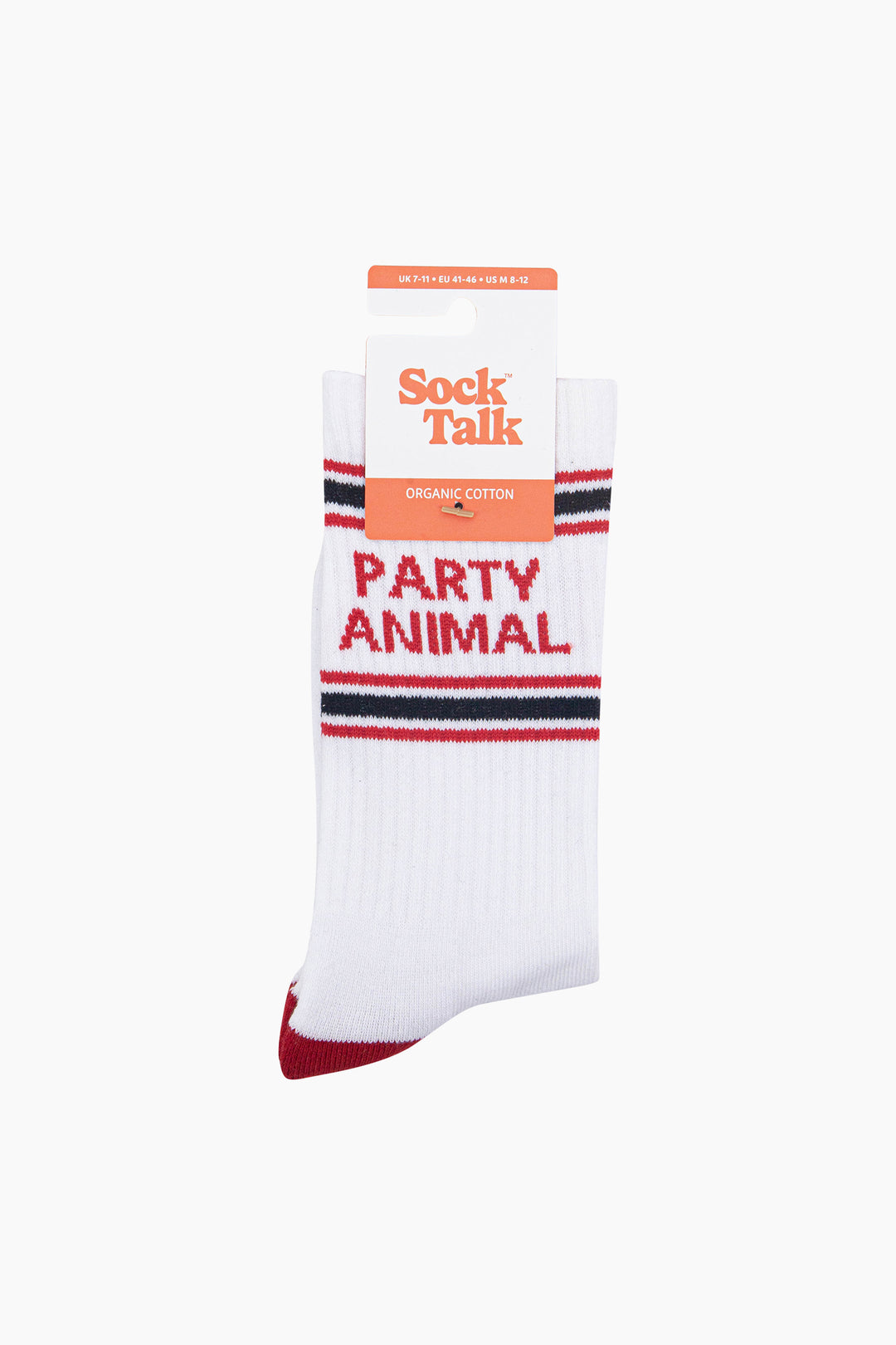 Party-Animal-Organic-Cotton-Sports-Socks-in-White/Red-In-Packaging