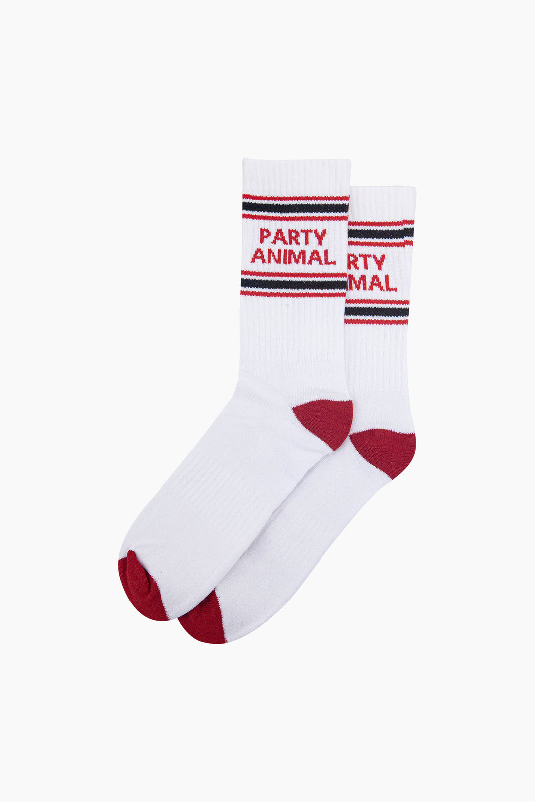 Party-Animal-Organic-Cotton-Sports-Socks-in-White/Red-Laid-Flat