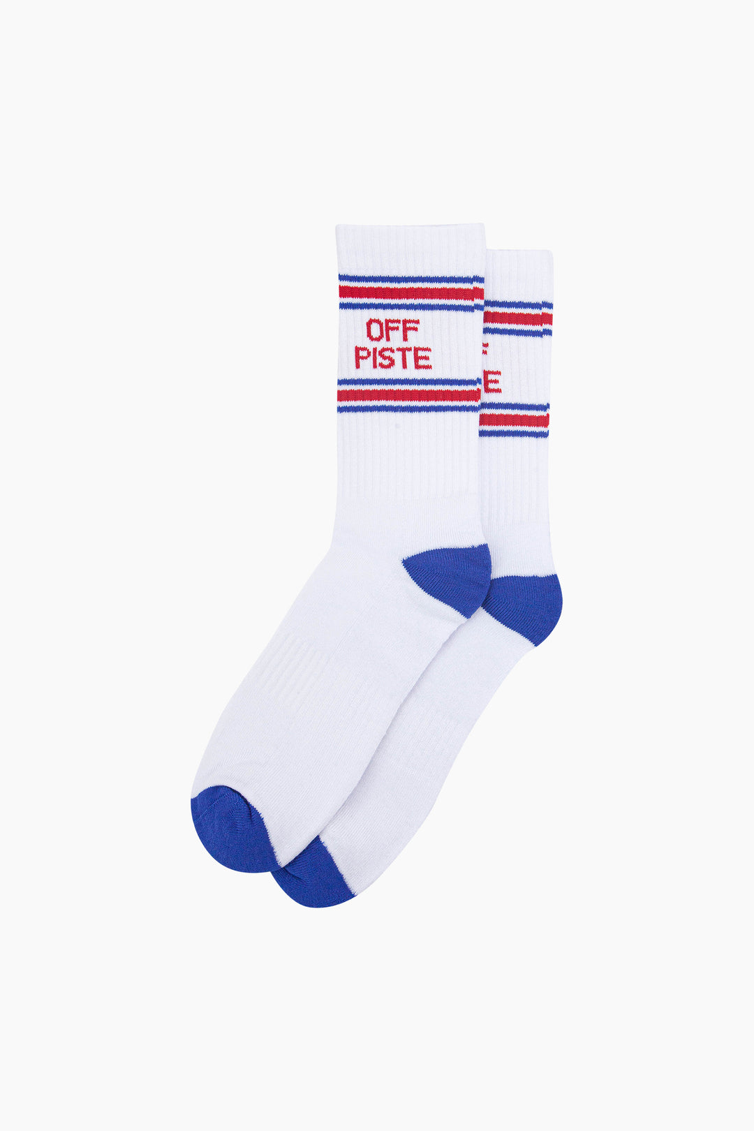 Off-Piste-Organic-Cotton-Sports-Socks-in-White/Royal-Blue-Laid-Flat