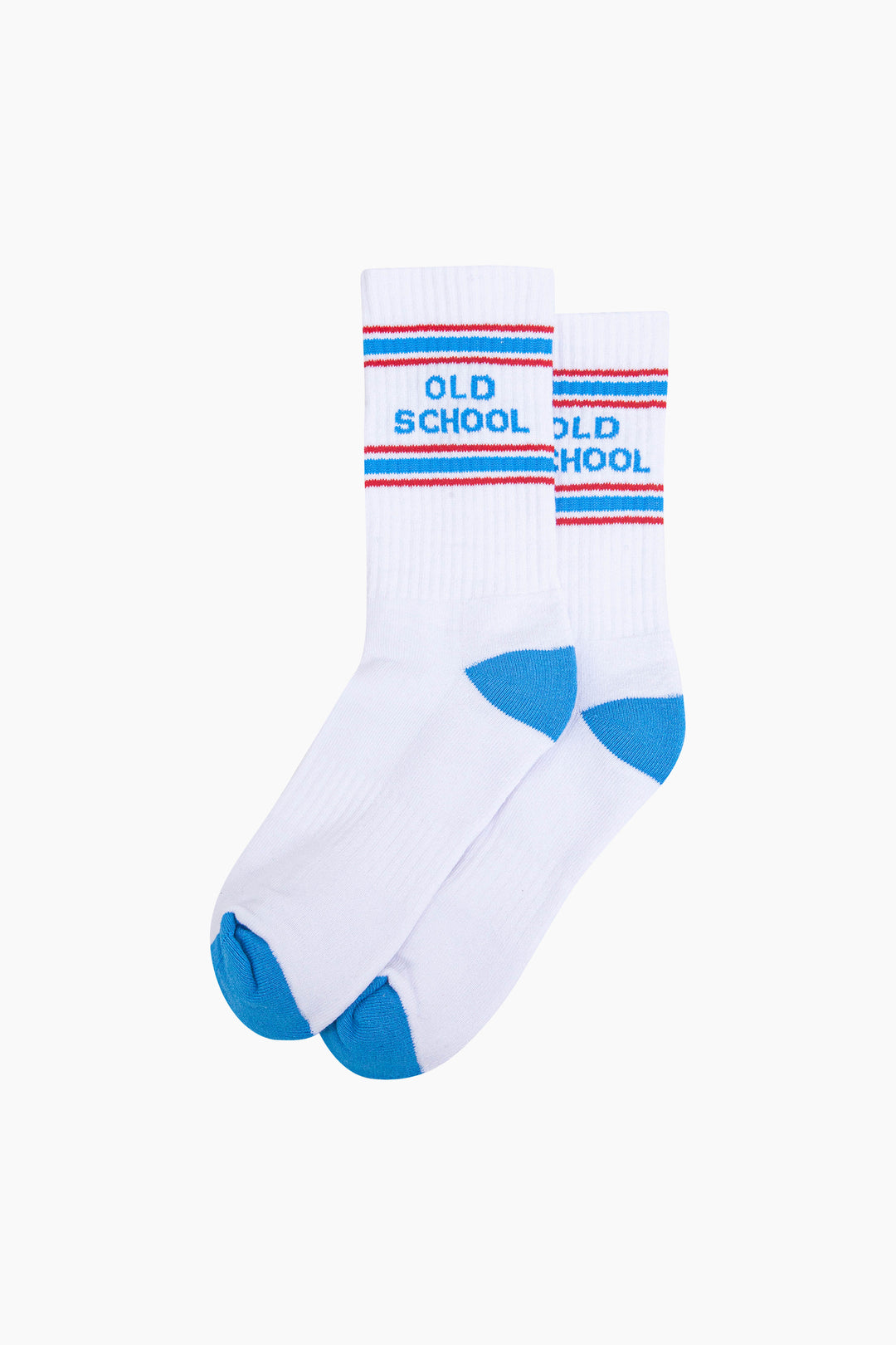 Old-School-Organic-Cotton-Sports-Socks-in-White/Blue-Laid-Flat