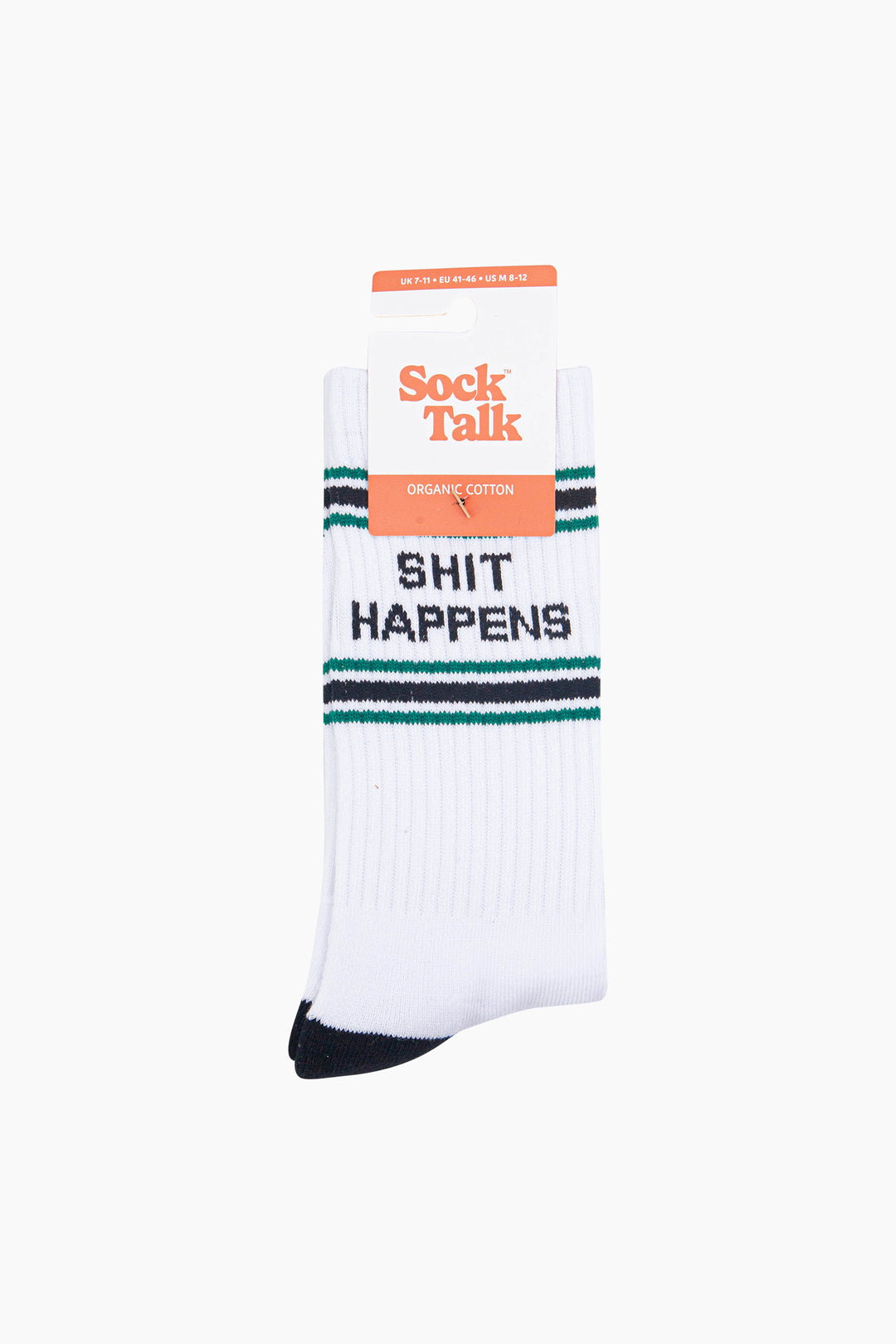 Shit Happens Organic Cotton Sports Socks in White/Black