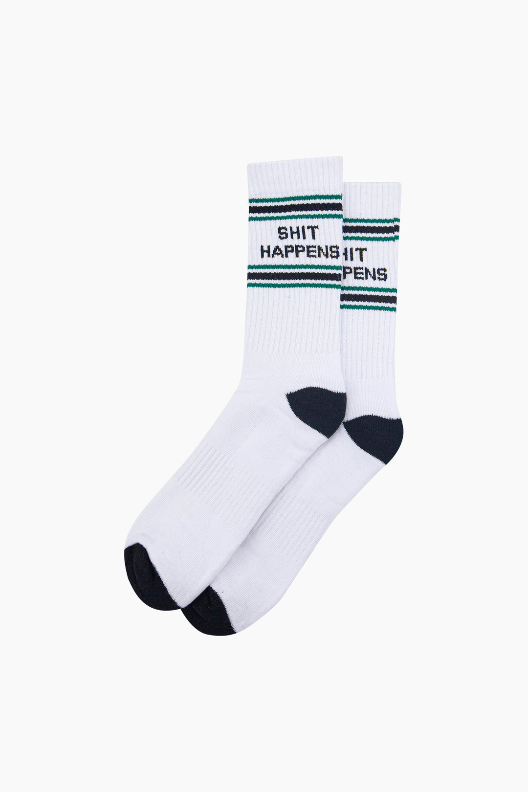 Shit Happens Organic Cotton Sports Socks in White/Black