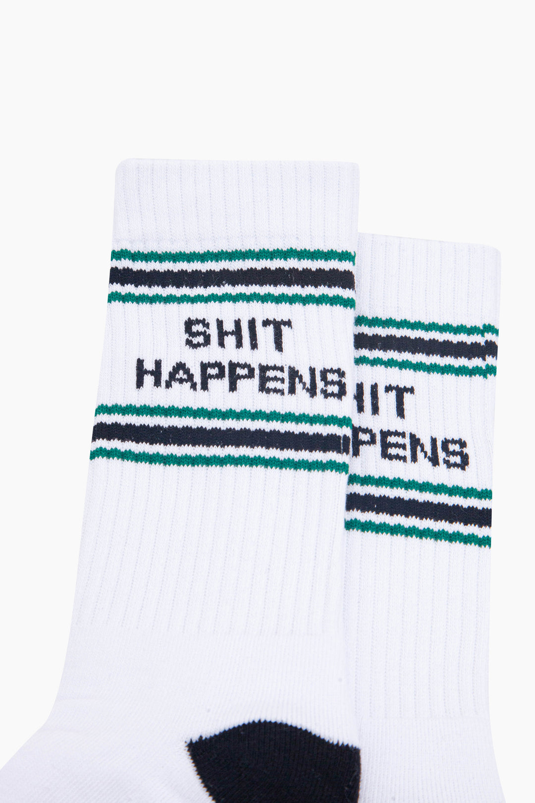 Shit Happens Organic Cotton Sports Socks in White/Black