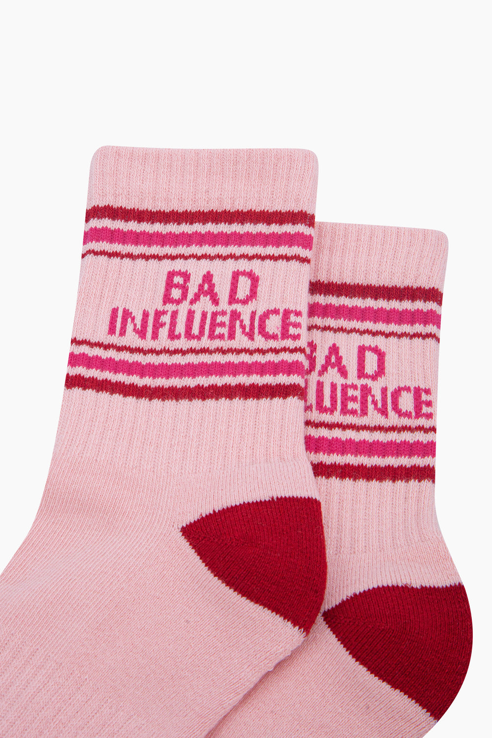 Bad-Influence-Organic-Cotton-Sports-Socks-in-Soft-Pink/Red-Close-Up